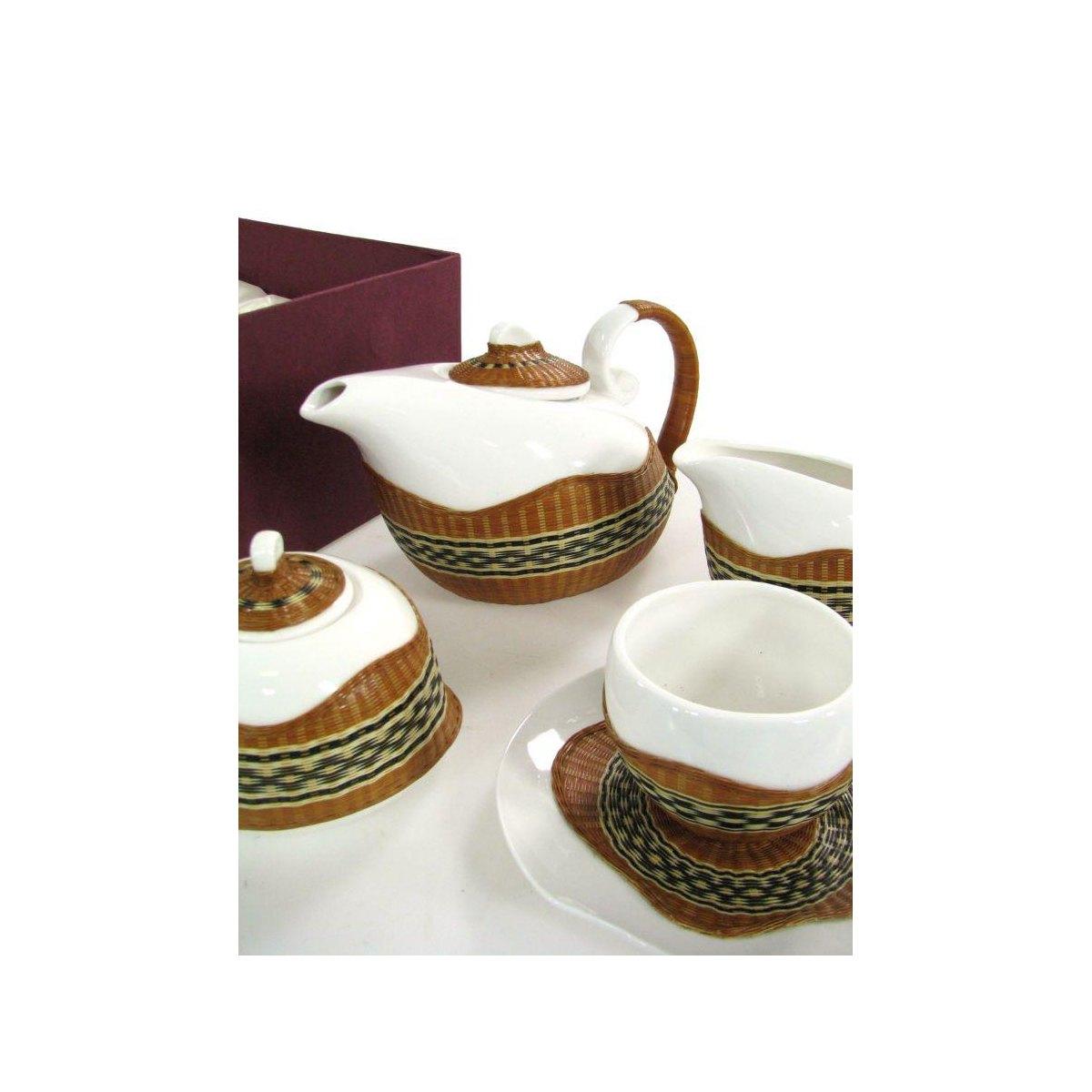 Tazza The con Teiera e Lattiera 9pz.decoro Bambu' Noce | Vacchetti