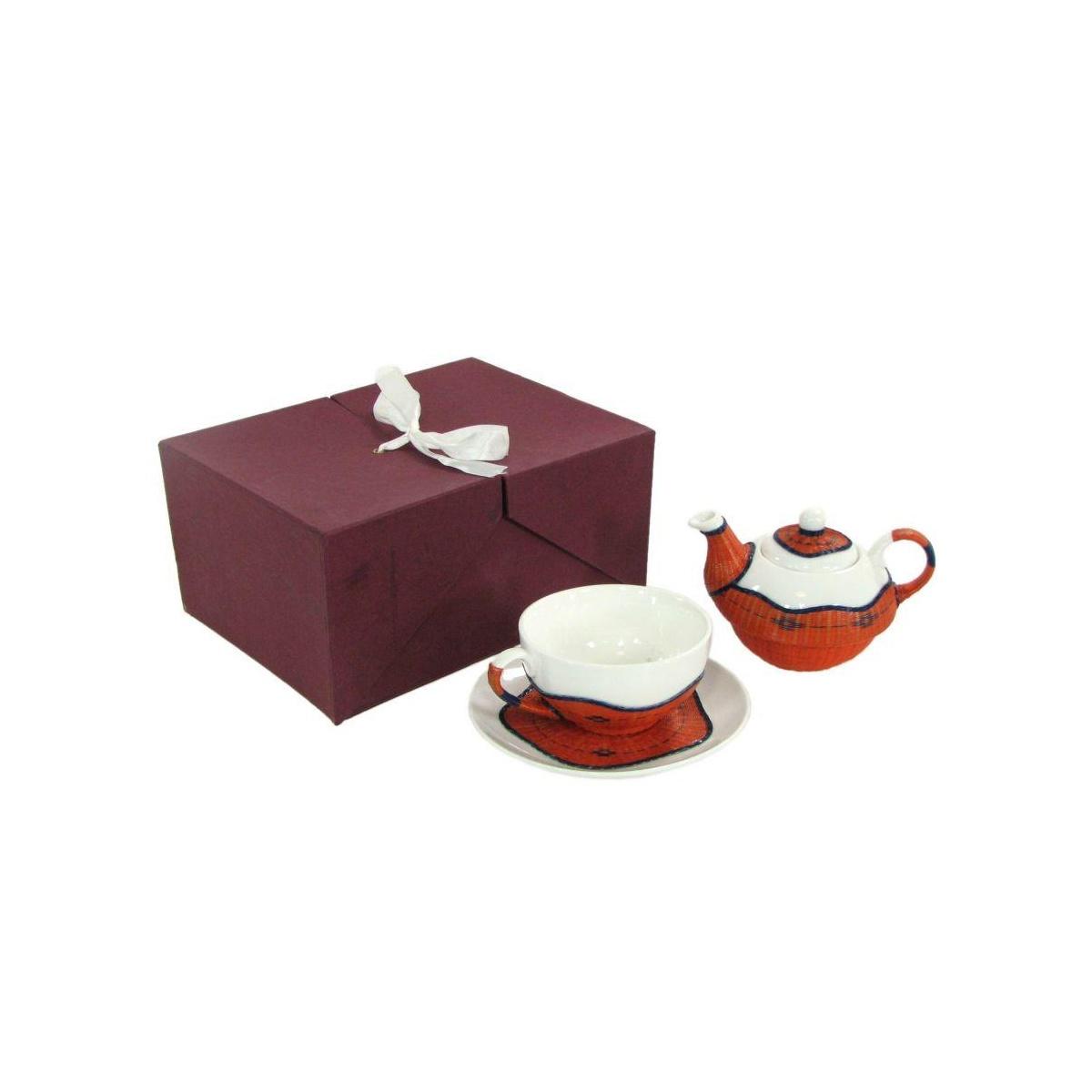 Teiera con Tazza Decoro Bambu' Arancione Tazza e Teiera | Vacchetti