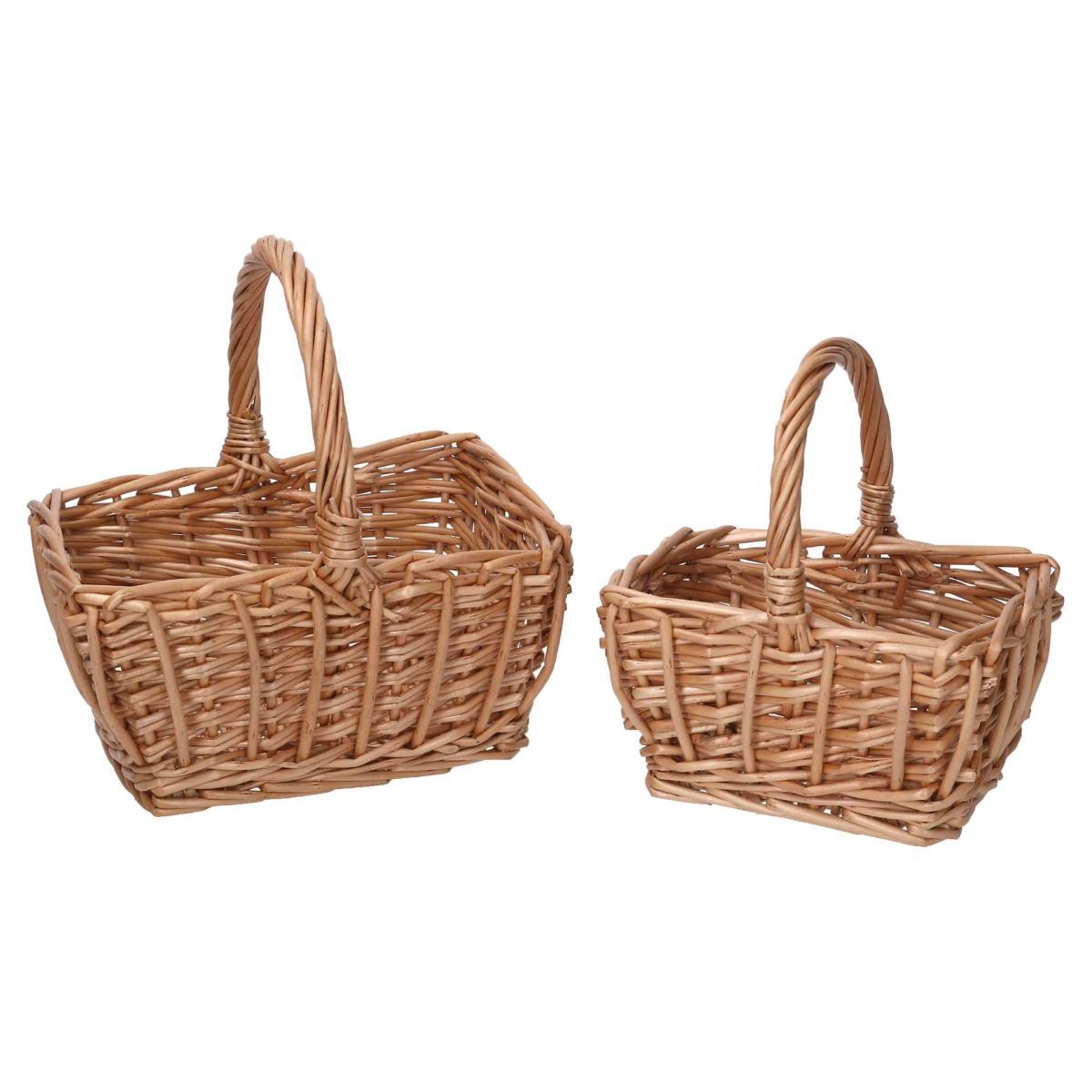 Cestino Vimini Set pz.2 Naturale Rettangolare Mini cm.16x12h8/18 | Vacchetti