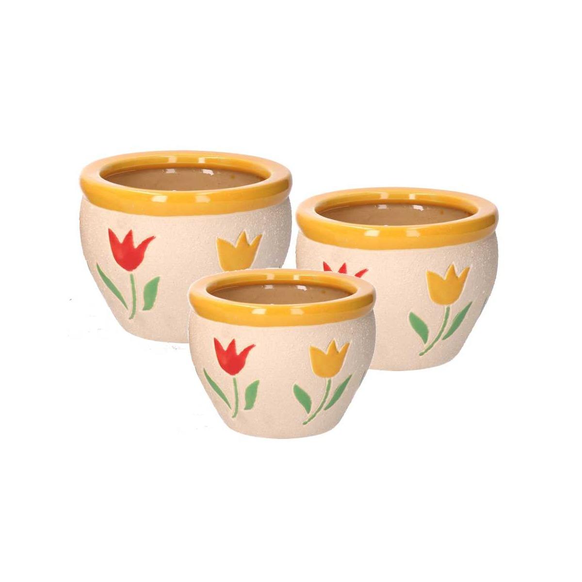 Coprivaso Ceramica Set pz.3 Tulipani cm.ÃƒÂ˜30h21 | Vacchetti