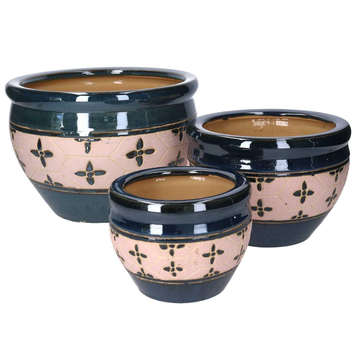 Coprivaso Ceramica Set pz.3 Blu Beige cm.ÃƒÂ˜30h21 | Vacchetti