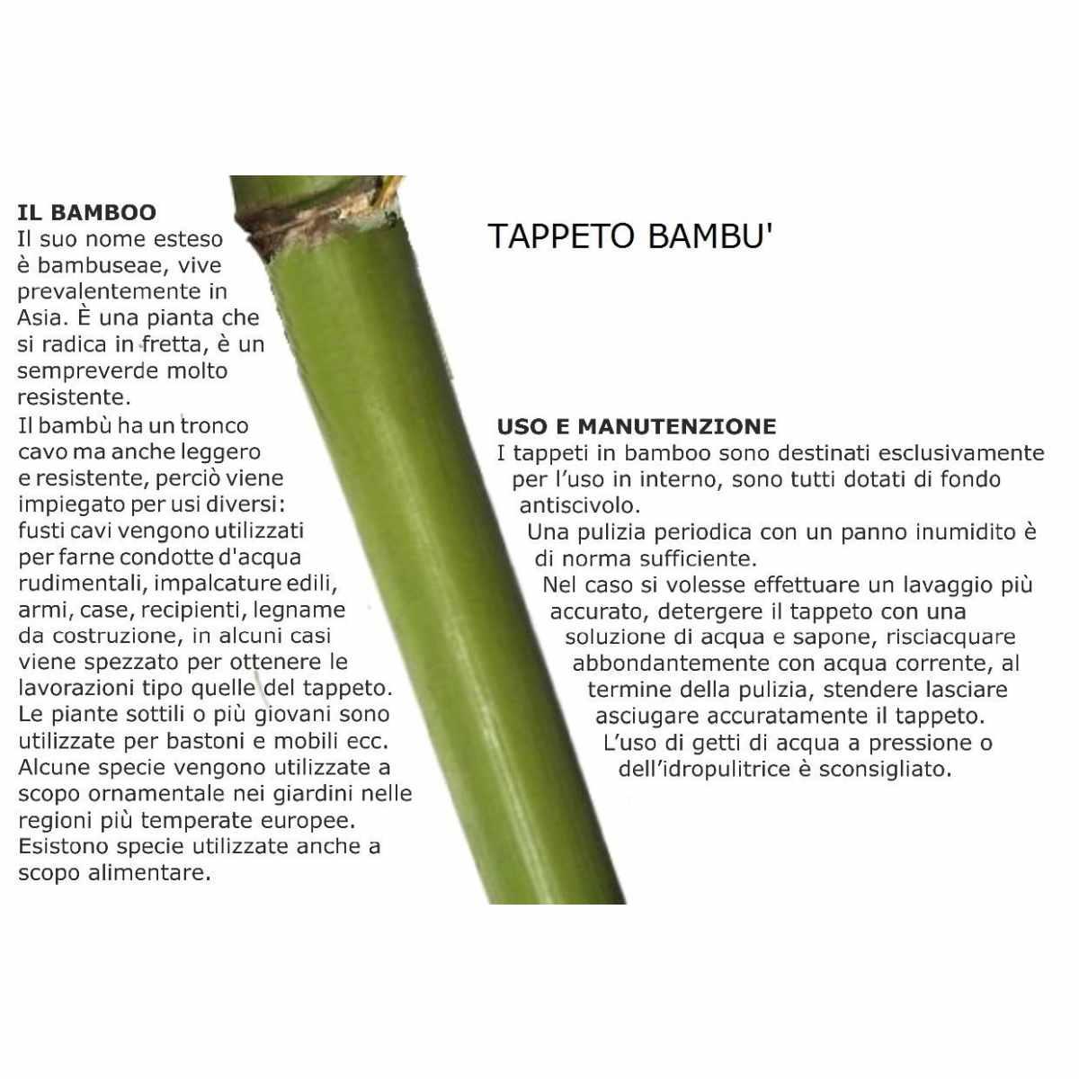 Tappeto Bambu' Bacchette Sottili Cm.60X180