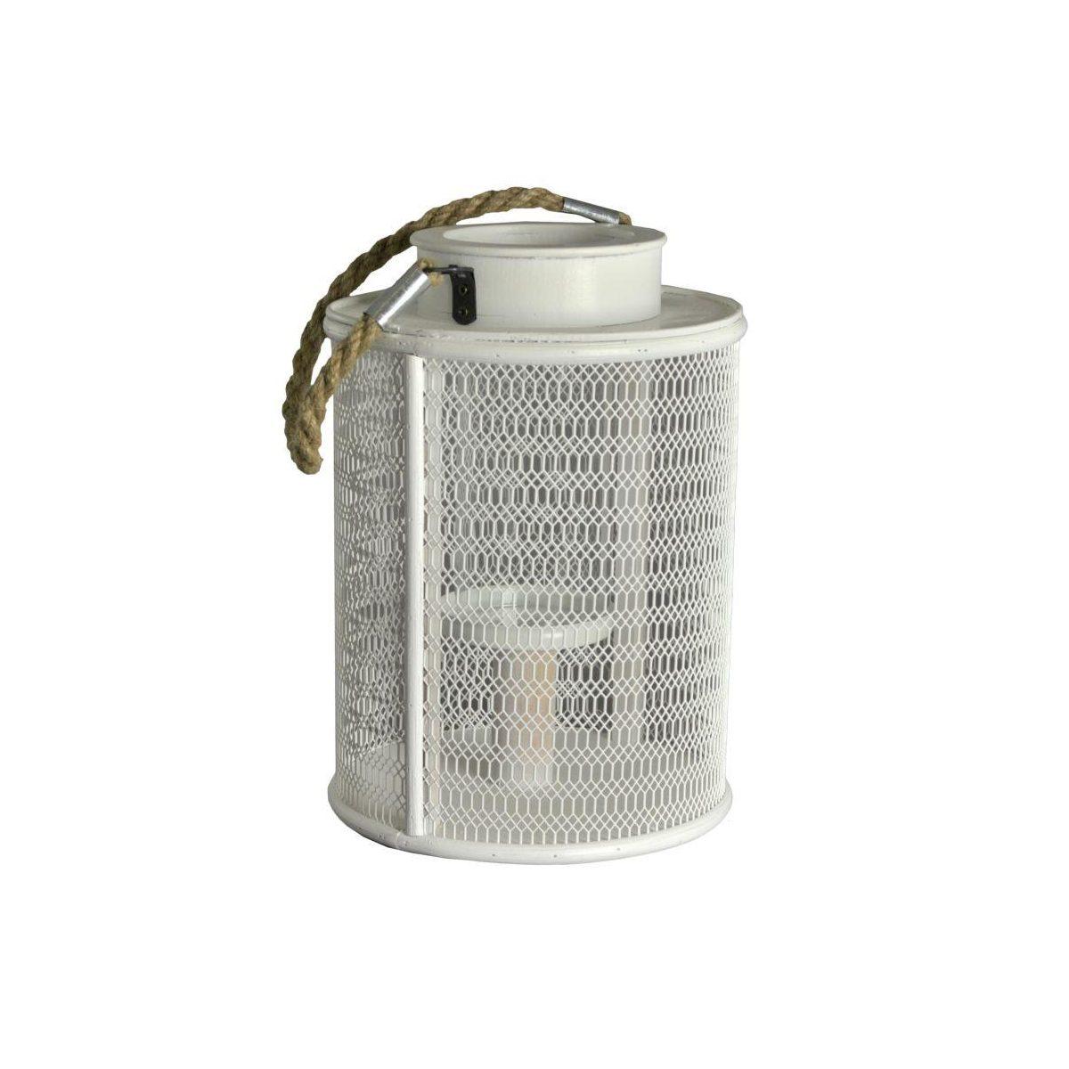 Portacandele Legno Bianco con Manico Corda Grande cm.15,5x15,5h23 | Vacchetti
