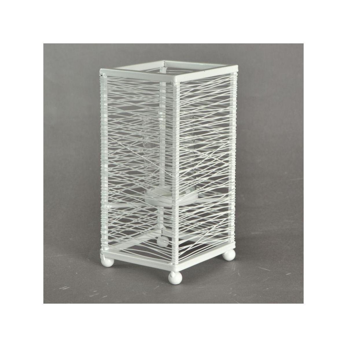 Portacandele Metallo Bianco Piccolo cm.11x11h23 | Vacchetti