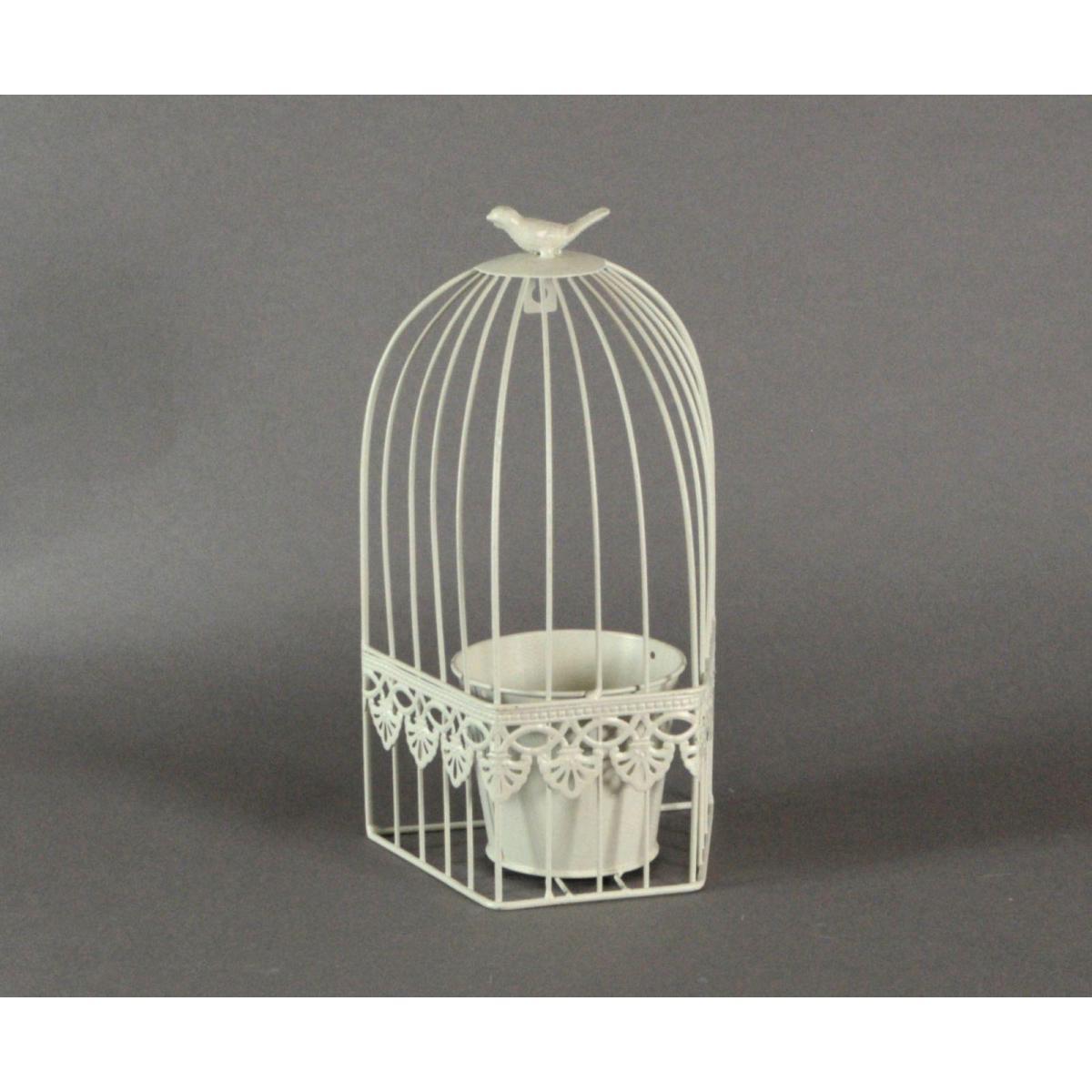 Portavaso Mettallo A Gabbia Crema Squadrata cm.18x12h32 | Vacchetti