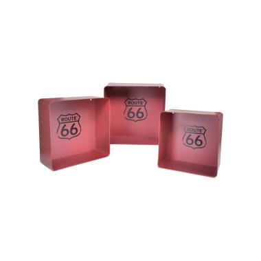 Mensola Metallo Bristol Rosso Set Pz.3 Quadrata Cm.40,5X15H40,5