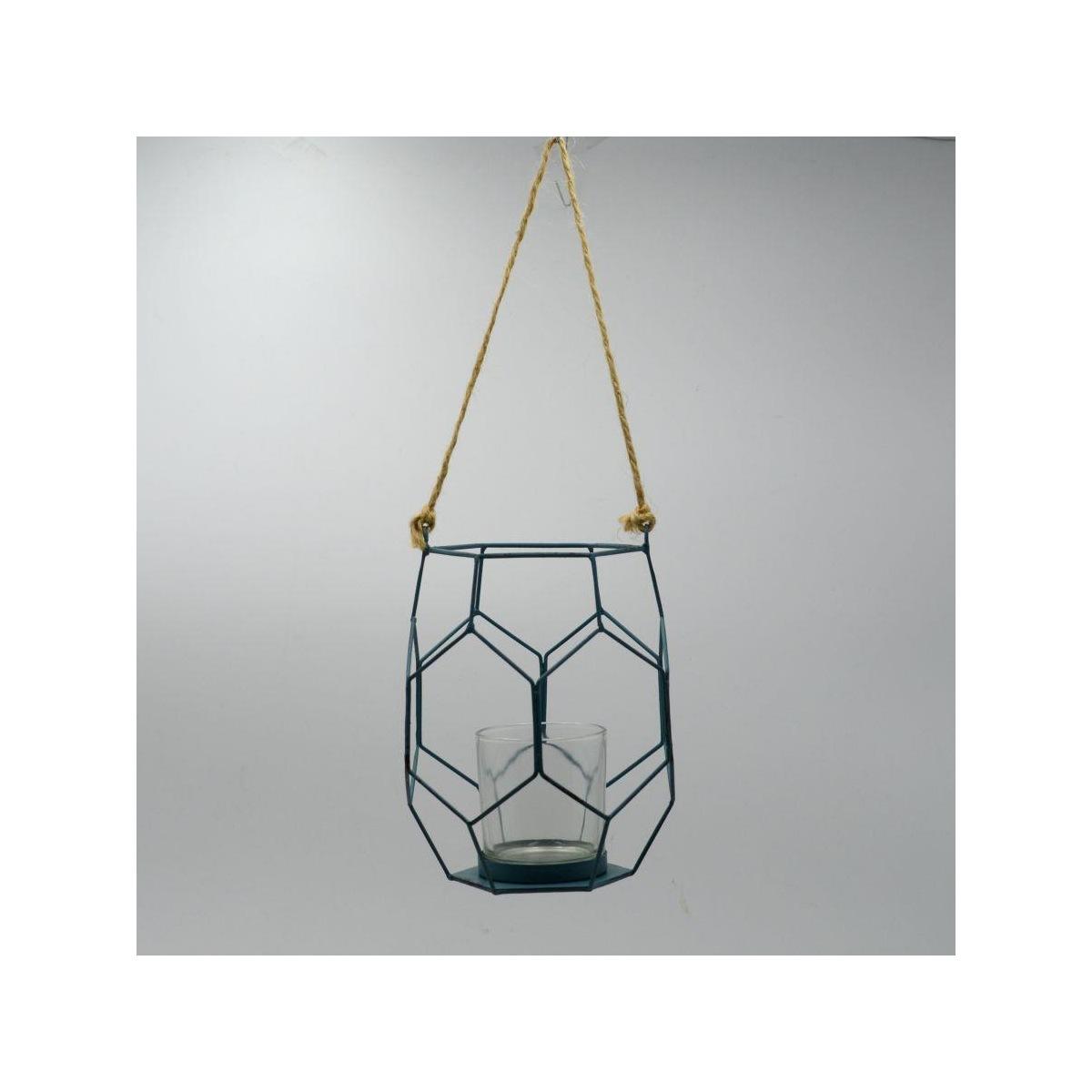 Lanterna Metallo Blu cm.16,5x16,5h18,5 | Vacchetti