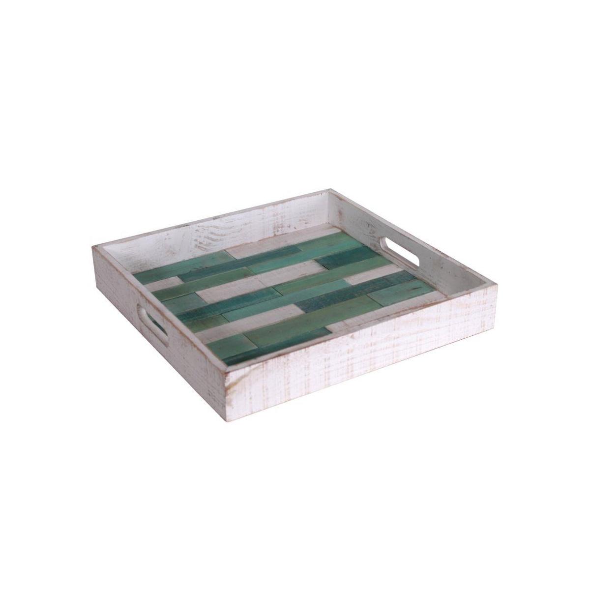 Vassoio Mare Legno Bianco Verde Quadro cm.37x37h6 | Vacchetti