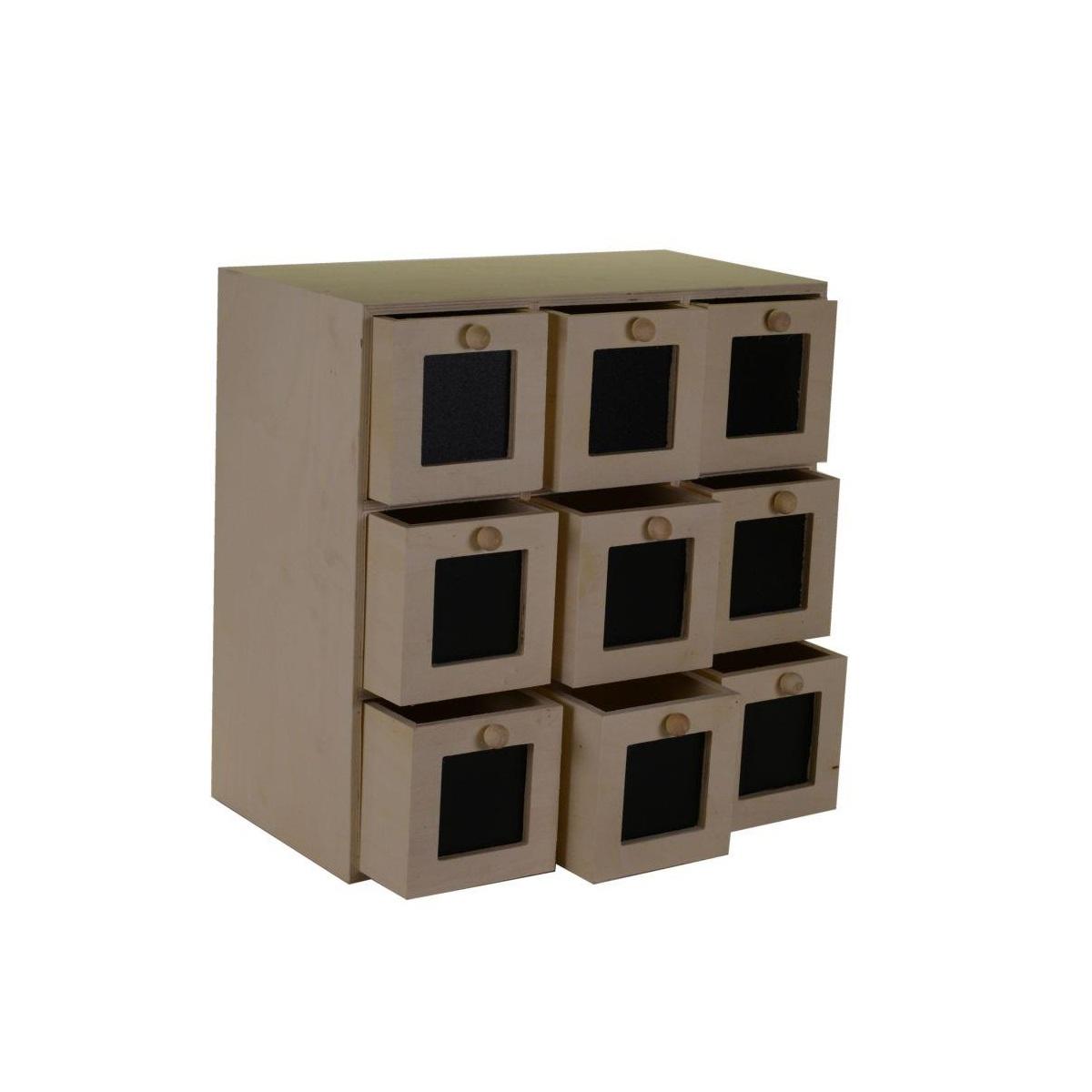 Portatutto Legno Naturale 9 Cassetti cm.35x18h35 | Vacchetti