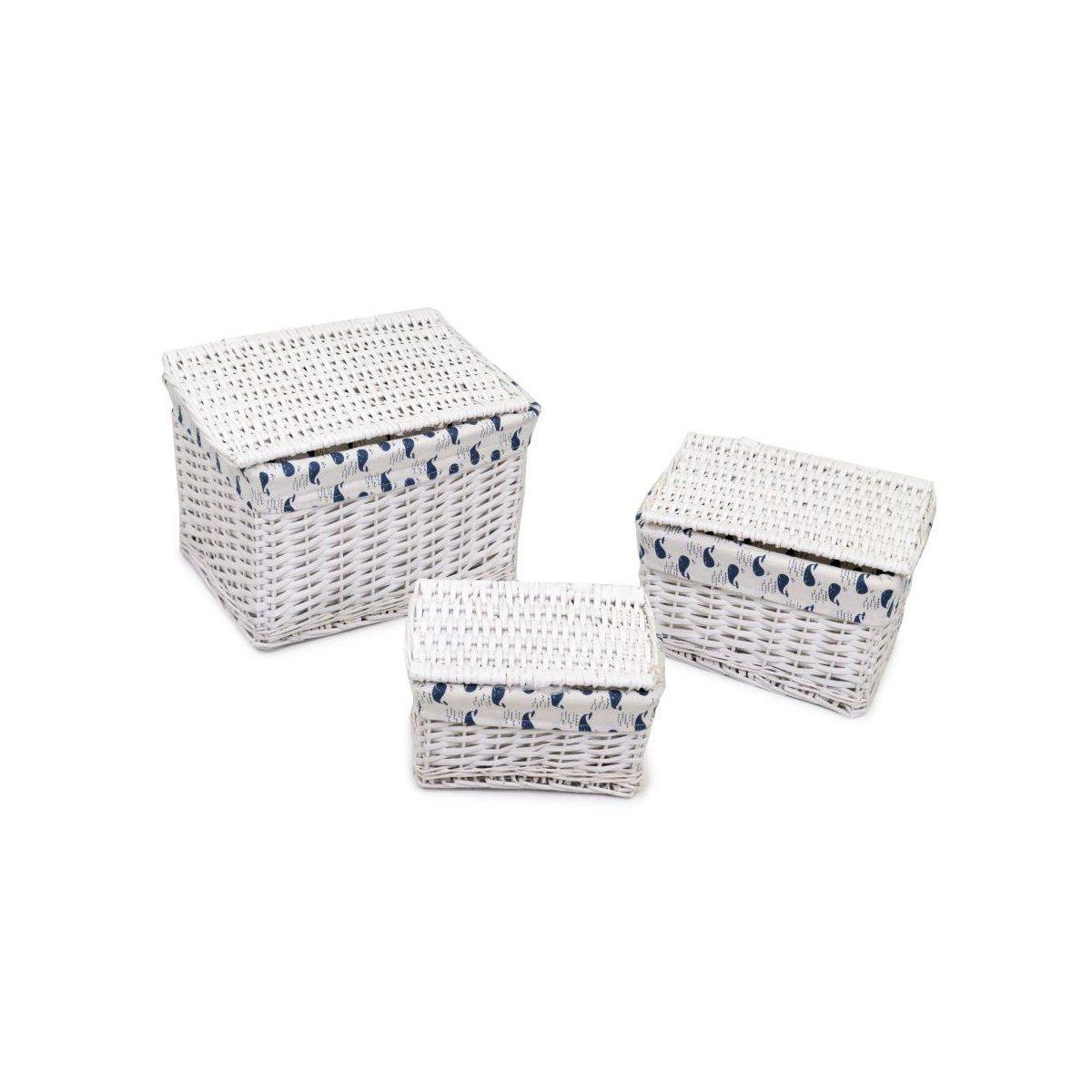 Scatola Vimini Ismaele Set pz.3 Bianco Rettangolare cm.45x35h30 | Vacchetti