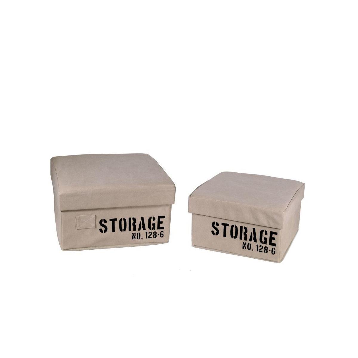 Scatola Tessuto Set pz.2 Crema Storage Quadro Pieghevole cm.36x36h20 | Vacchetti