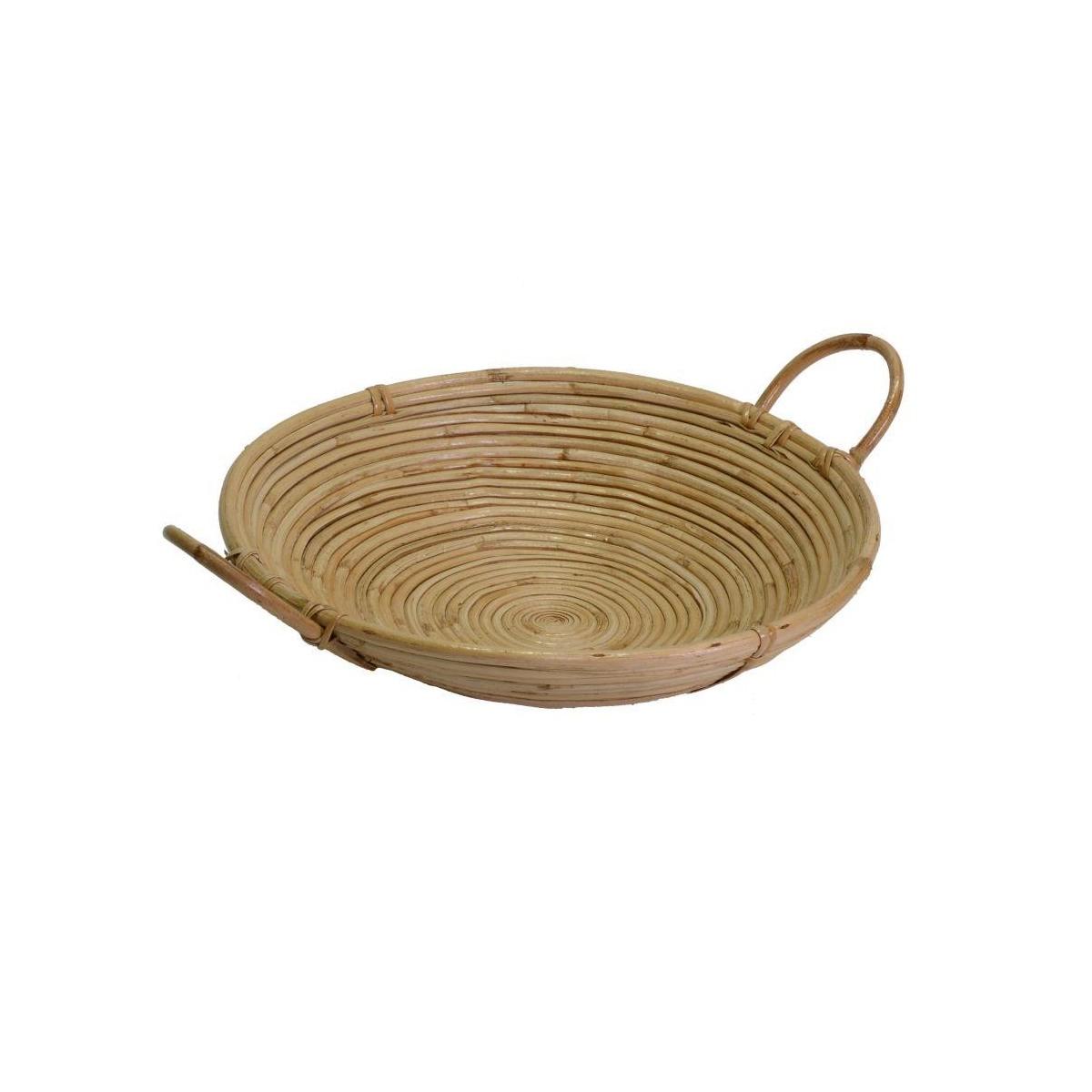 Cesto Giunco Naturale con Manici Tondo cm.Ø40xh10x40 | Vacchetti