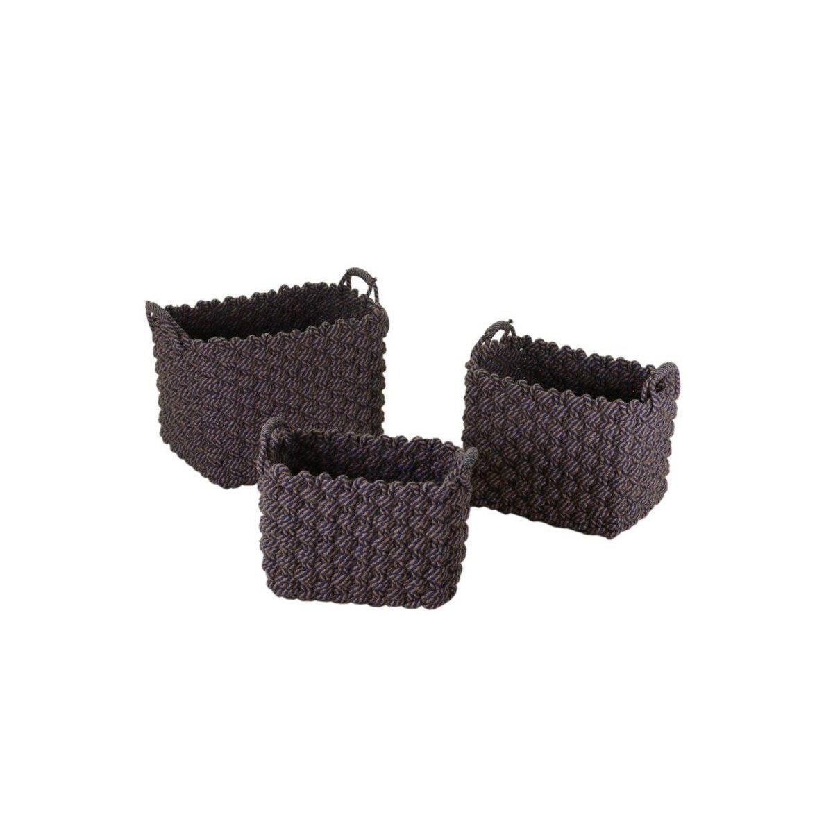 Cesto Tessuto Set pz.3 Crema Blu Rettangolare cm.43x30h34 | Vacchetti