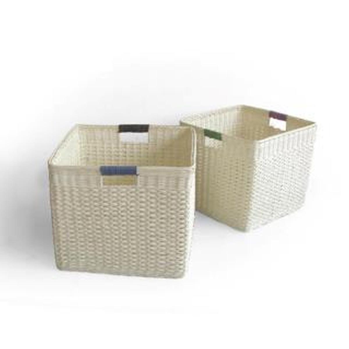 Cestino Rattan Set pz.2 Naturale con Manici Quadro cm.35xh30x35 | Vacchetti