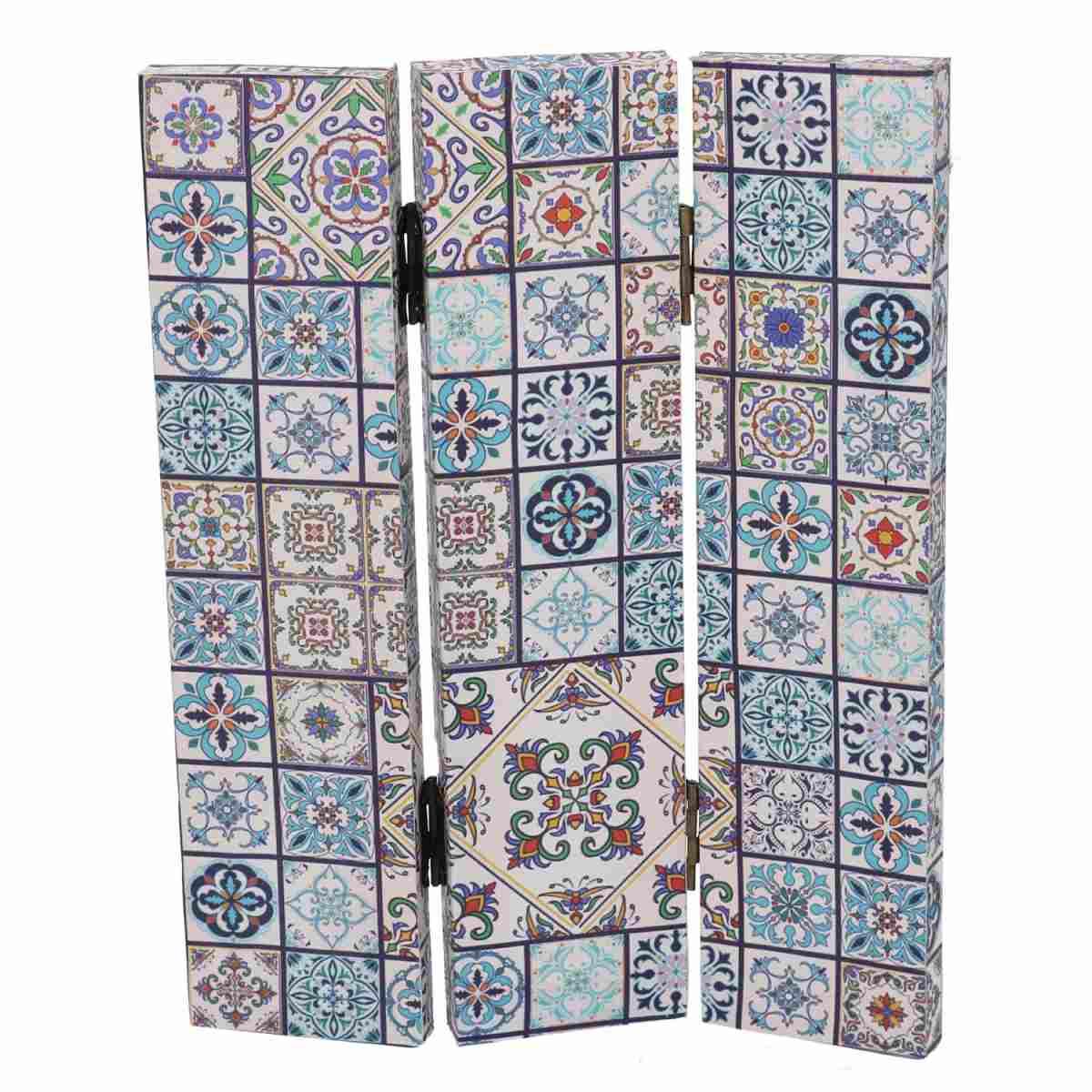 Paravento Stampa 3 Ante Maioliche cm.120,6x2,5h180 | Vacchetti