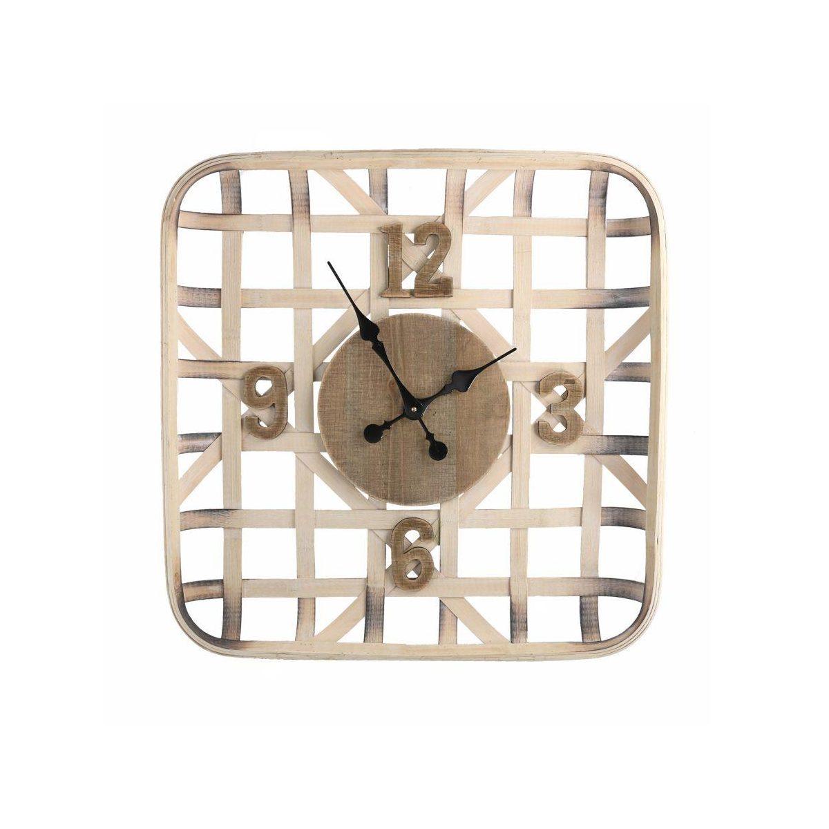 Orologio Legno Naturale Quadro cm.60,5x60,5x9 | Vacchetti