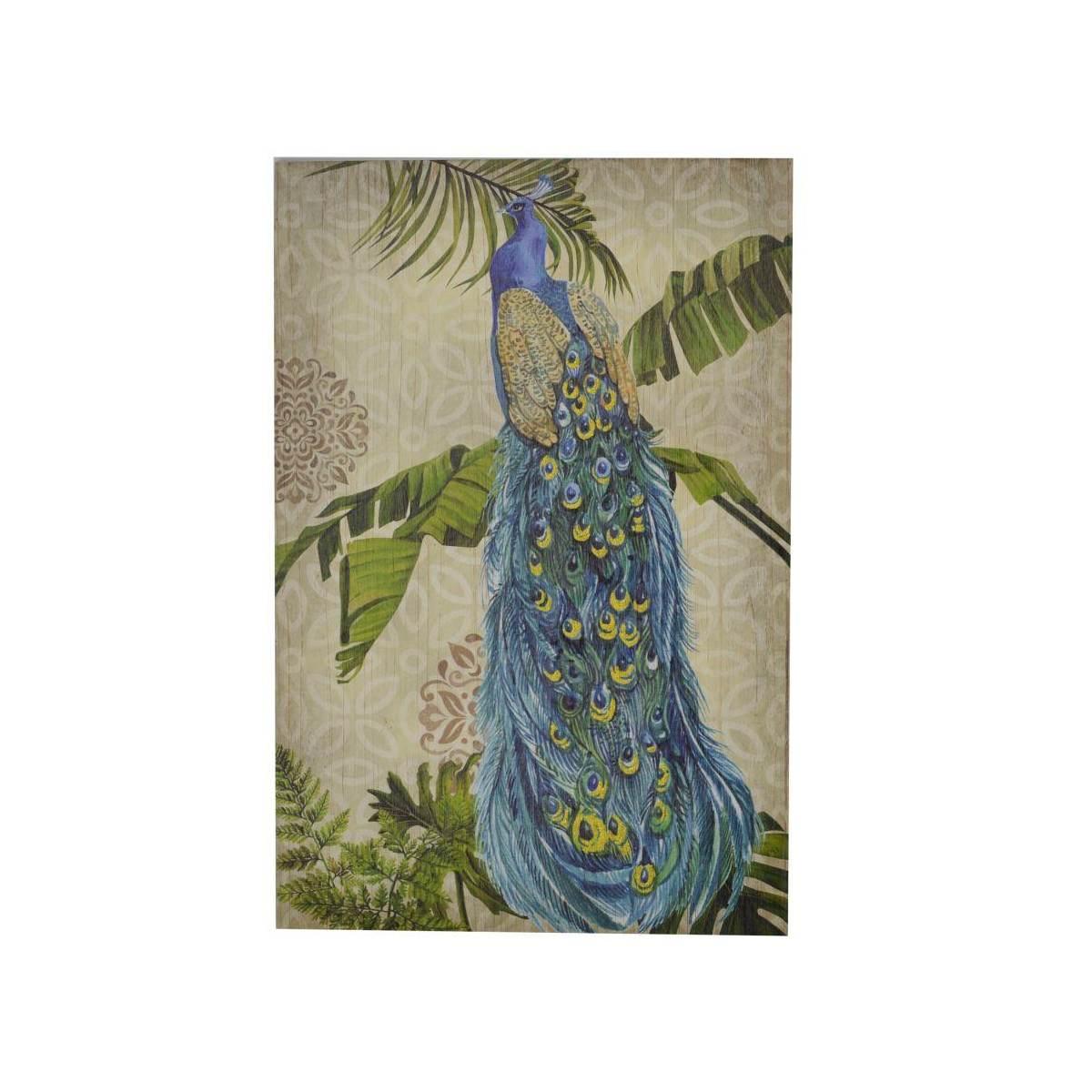 Quadro Legno Pavone con Glitter cm.60x90x3 | Vacchetti