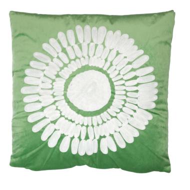 Cuscino Tessuto Fiore Bianco Verde Quadro Cm.45X45H10