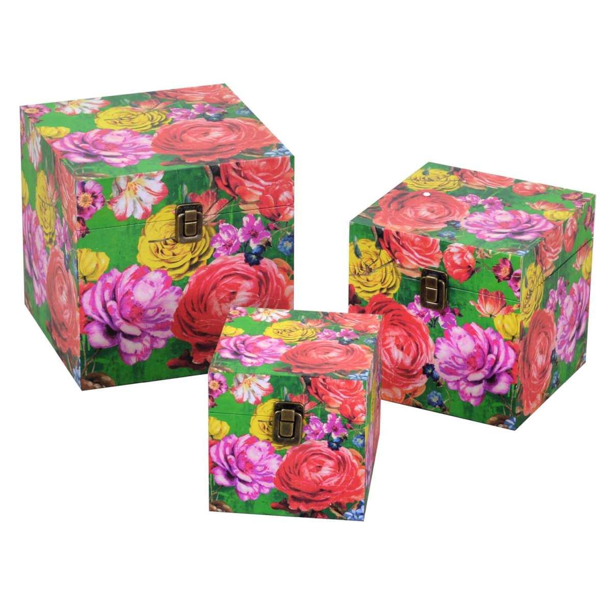 Scatola Ecopelle Set pz.3 Multicolor Quadro cm.22x22h22 | Vacchetti