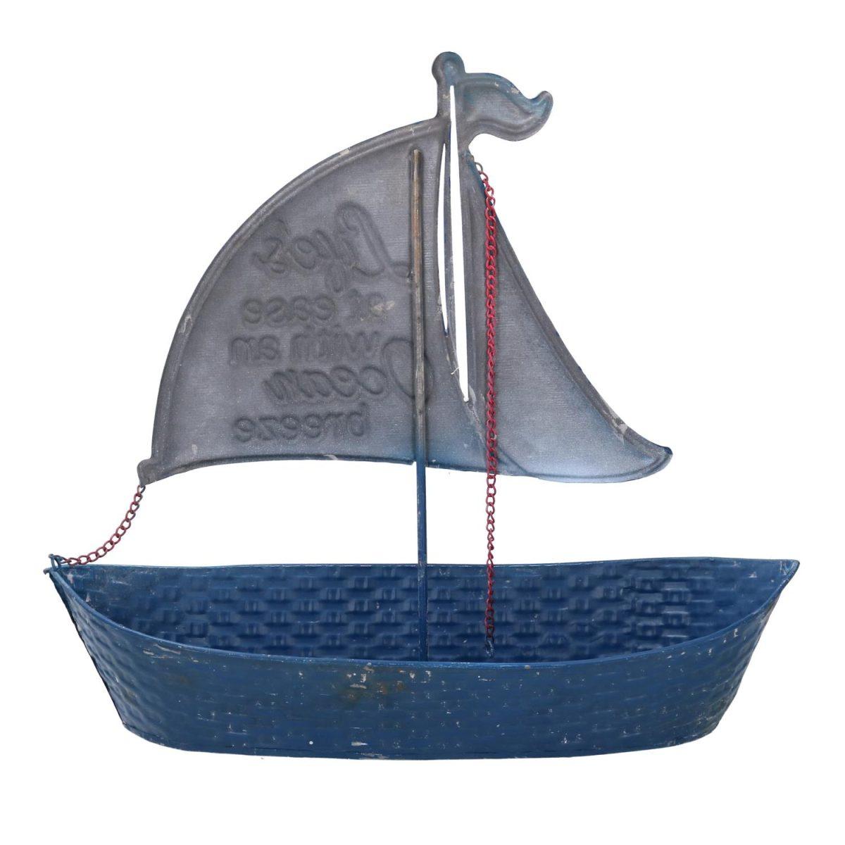 Svuotatasche Metallo Mare Barca Blu Cm.38,5X14H33,5