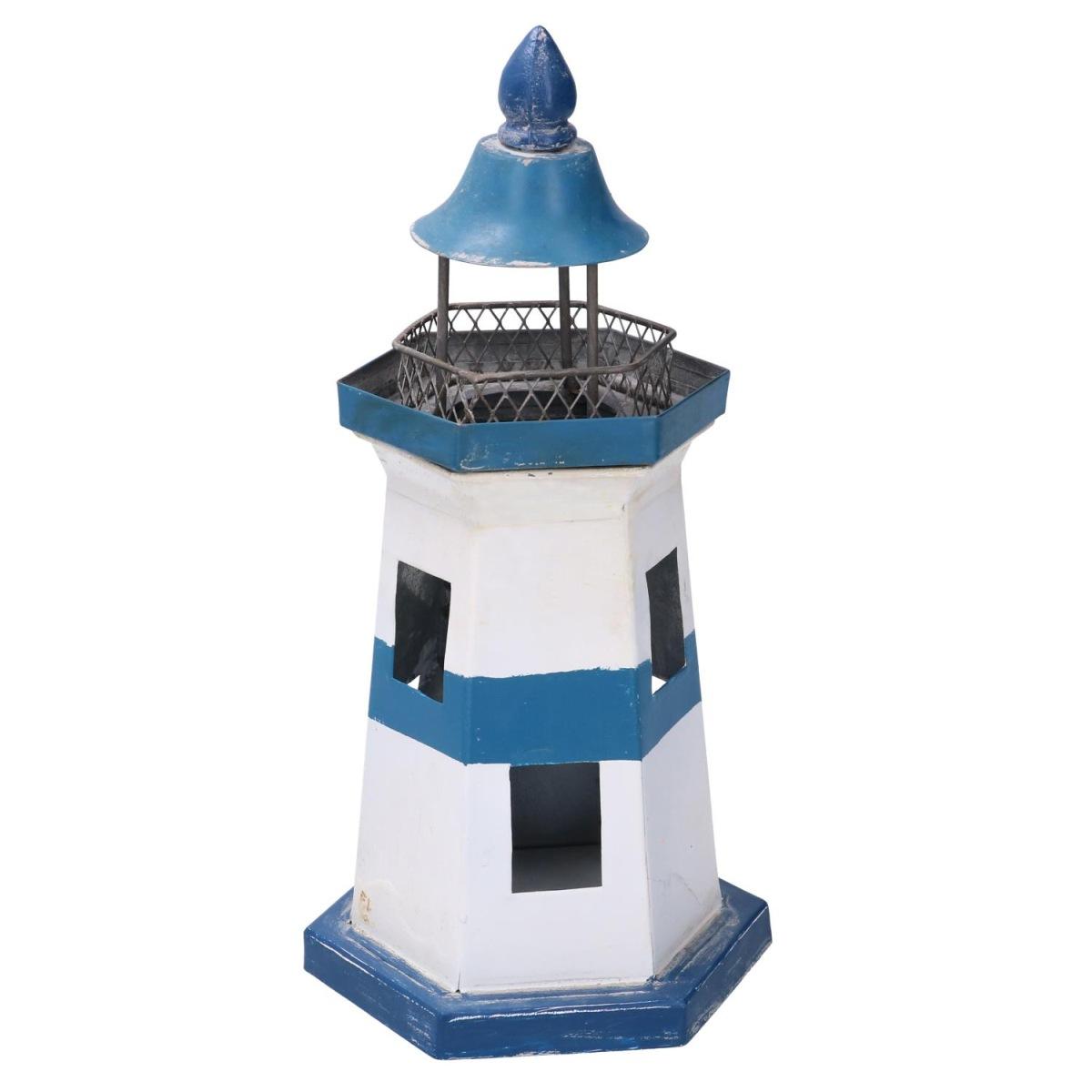 Faro Metallo Mare Blu Bianco cm.14x14h28 | Vacchetti