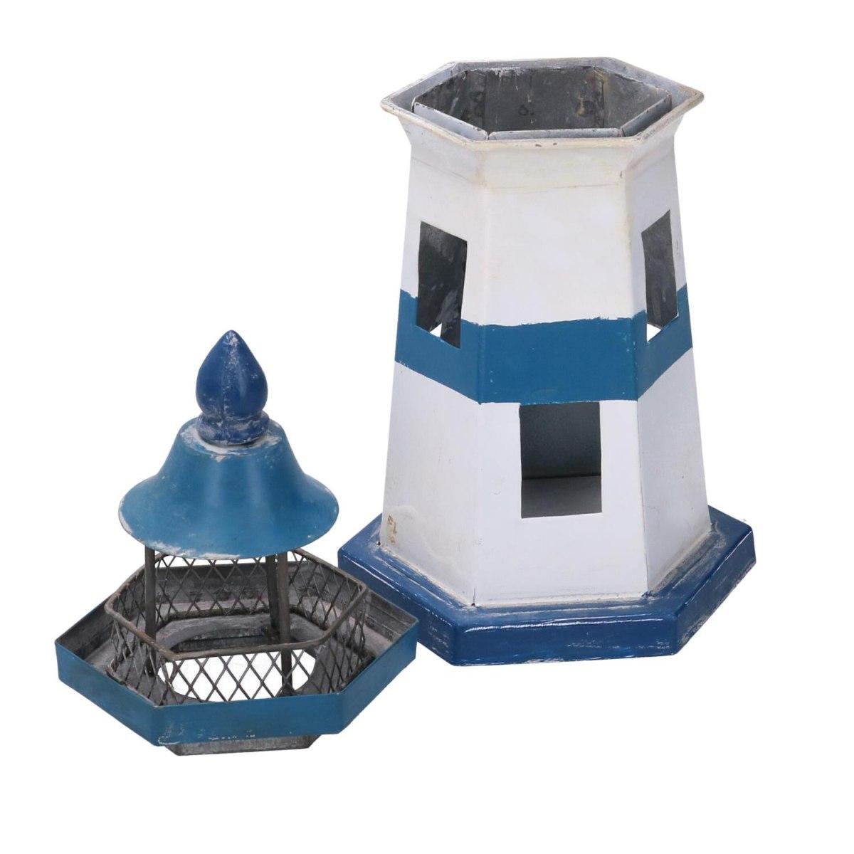 Faro Metallo Mare Blu Bianco cm.14x14h28 | Vacchetti