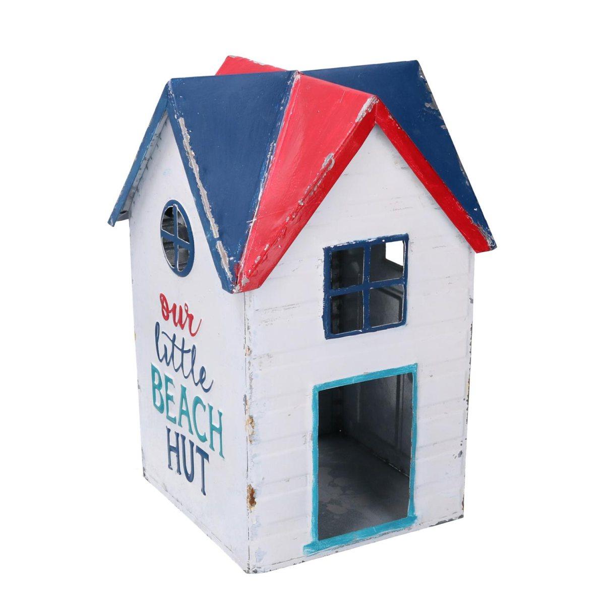 Lanterna Metallo Mare Casetta Bianco Blu Quadro cm.19x19h29 | Vacchetti