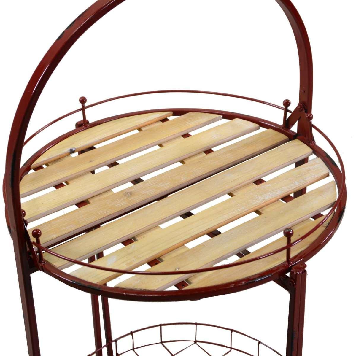 Tavolino Metallo con Ruote Richiudibilerosso Tondo cm.Ã?49h67/98 | Vacchetti