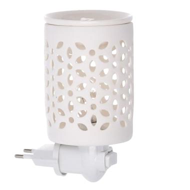Bruciaessenze Plug Ceramica Traforato Bianco Cm.10,3X7,2H14