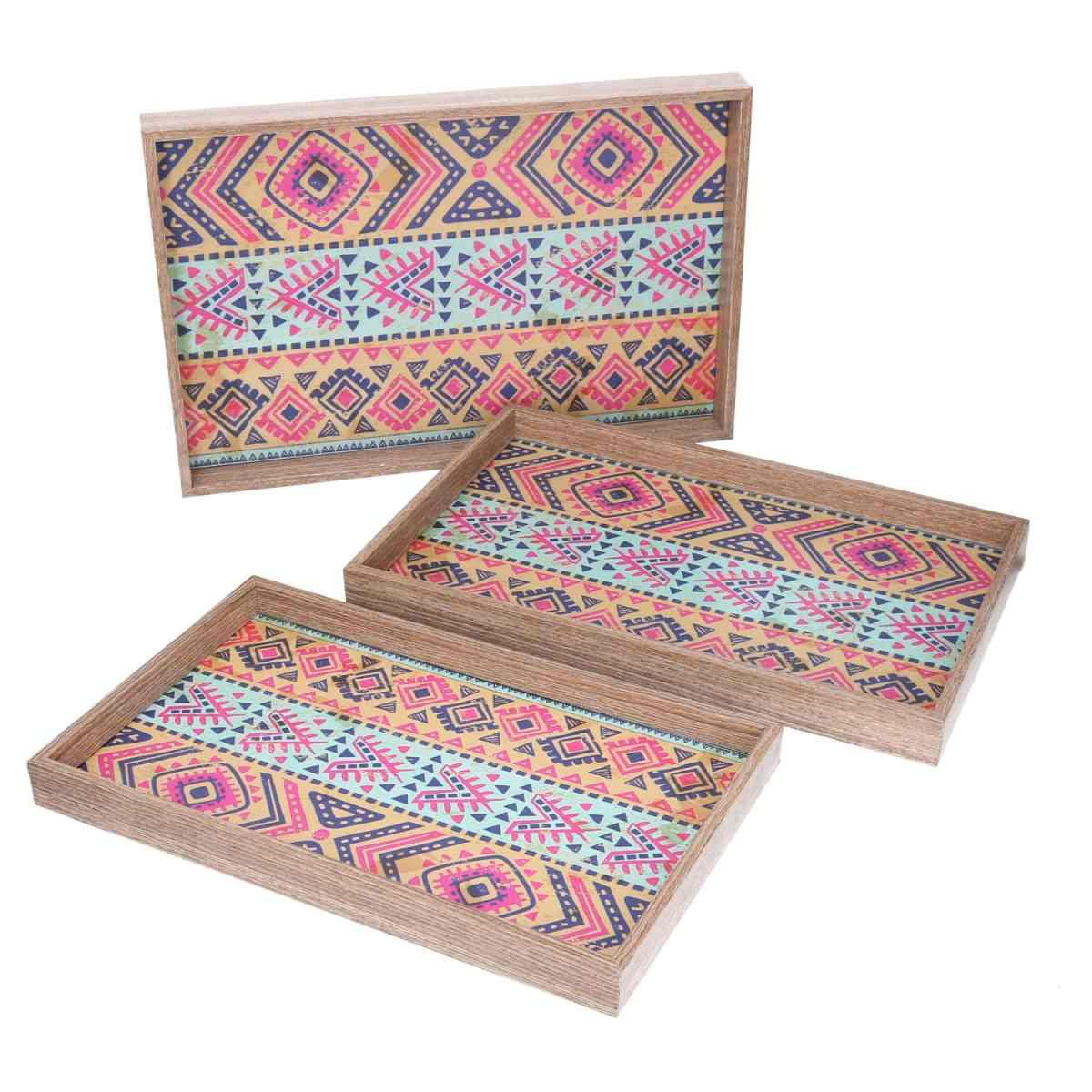 Vassoio Legno Set pz.3 Arancione Rettangolare cm.45x30h4 | Vacchetti