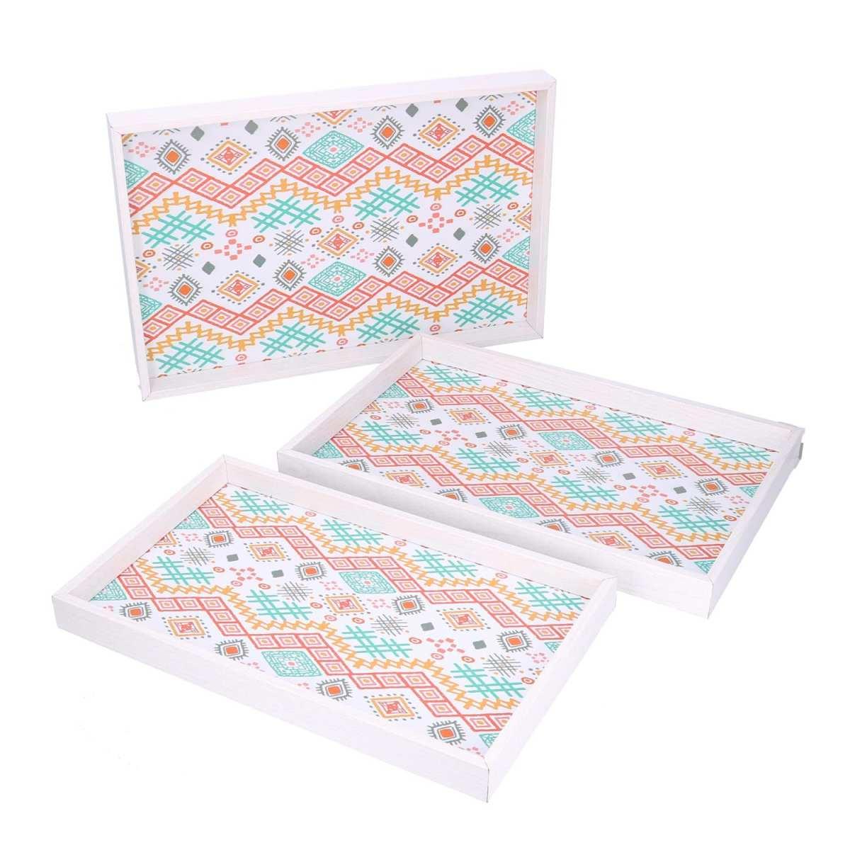 Vassoio Legno Set pz.3 Bianco Rettangolare cm.45x30h4 | Vacchetti