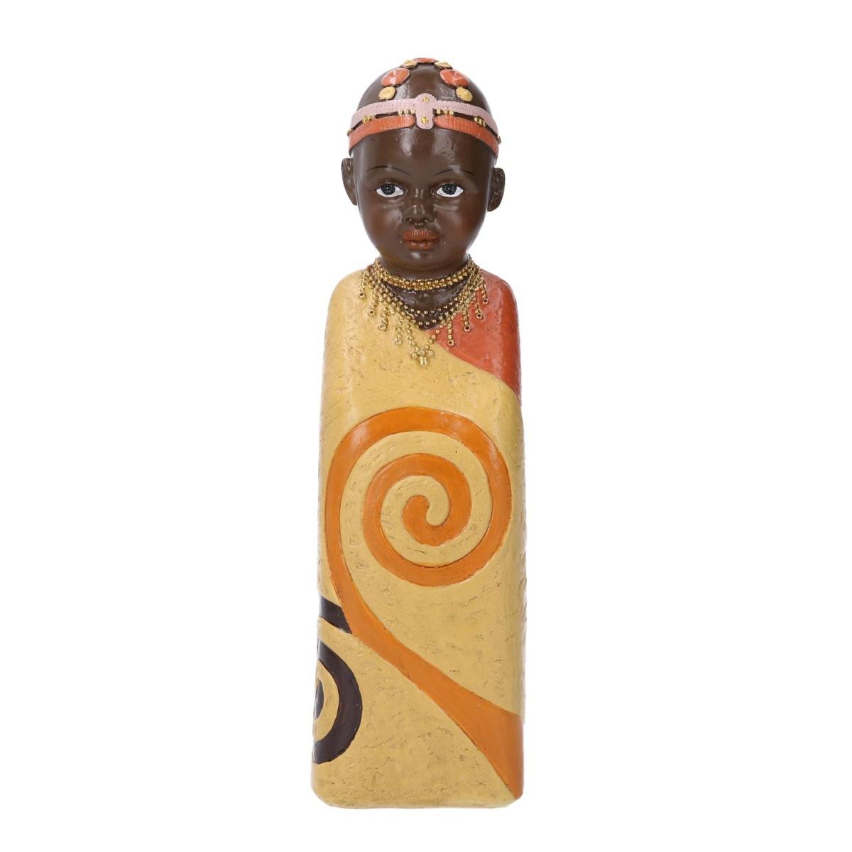 Statua Ceramica Bimbo Africa Giallo Cm.8X8H26,5