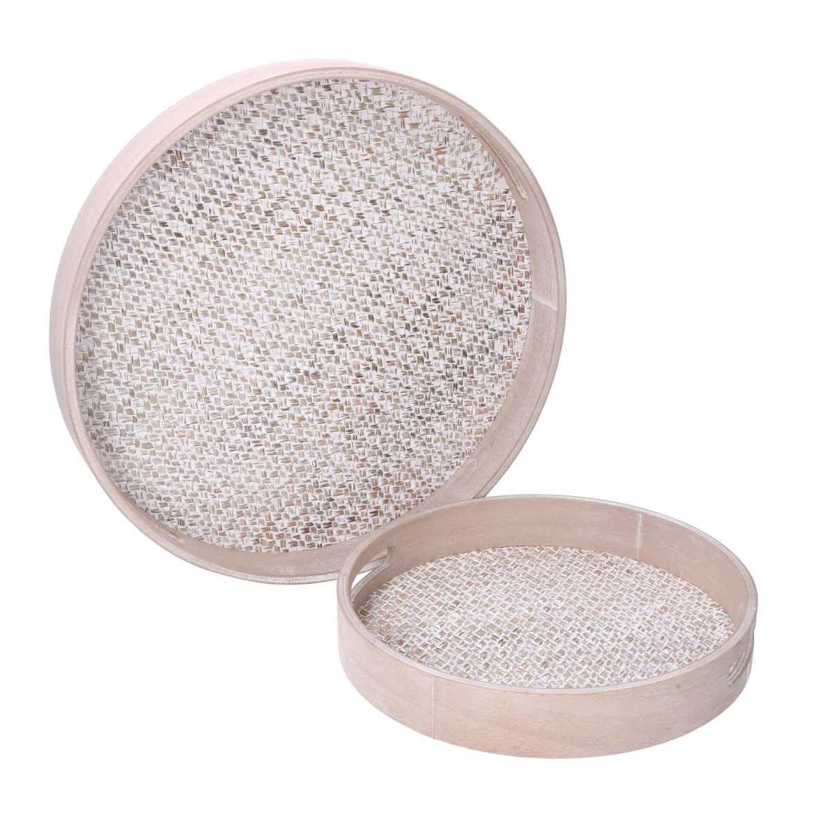 Vassoio Legno Set pz.2 Naturale Tondo cm.Ã?40h5 | Vacchetti