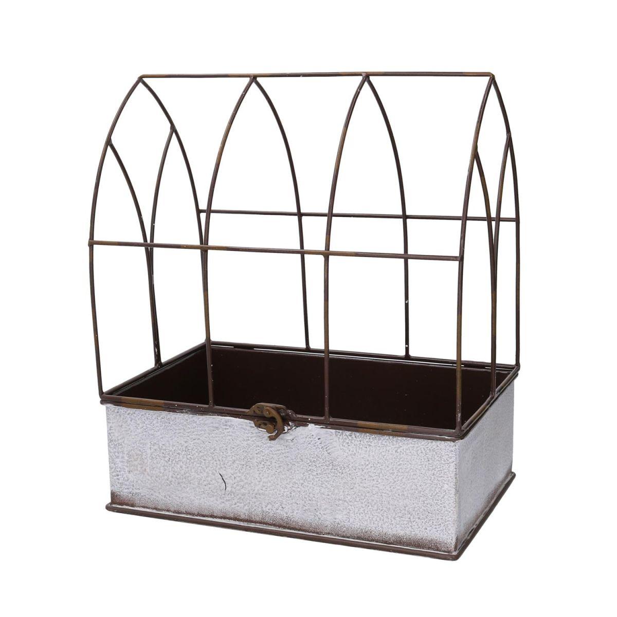 Portavaso Metallo Set pz.2 Gabbia Bianco Rettangolare cm.36x25h13/44 | Vacchetti