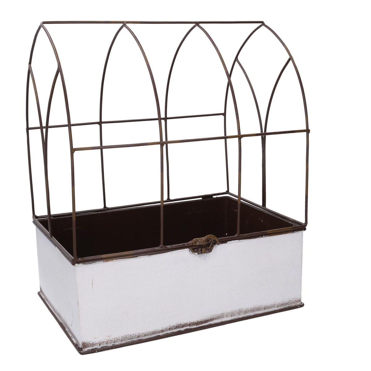 Portavaso Metallo Set pz.2 Gabbia Bianco Rettangolare cm.36x25h13/44 | Vacchetti