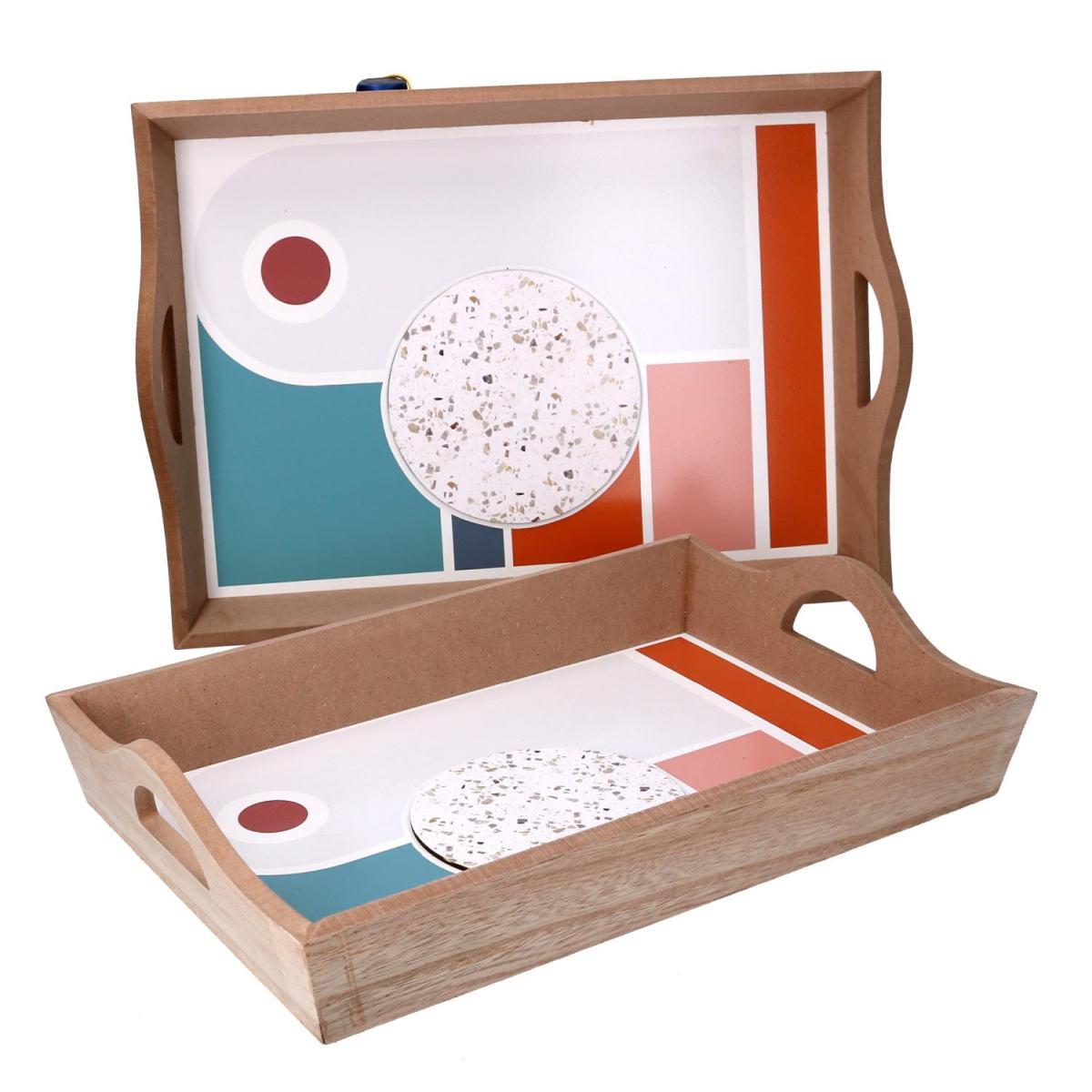 Vassoio Legno Set pz.2 Marrone cm.43,5x30h8,5 | Vacchetti