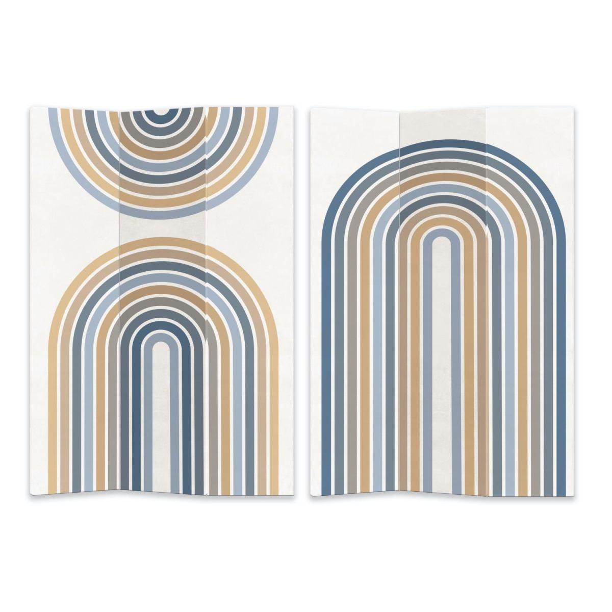 Paravento Stampa 3 Ante Azzurro e Arancione cm.120,6x2,5h180 | Vacchetti