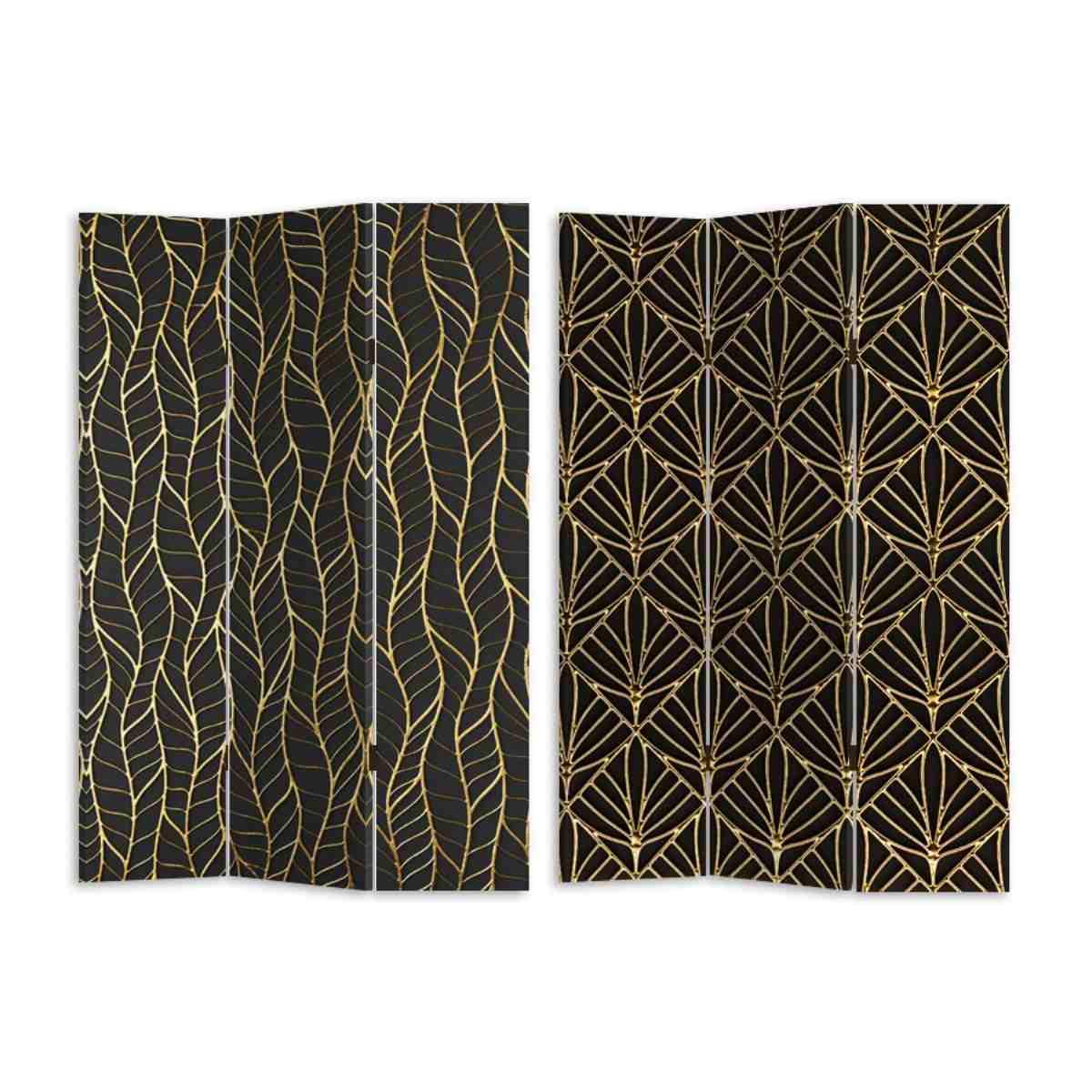 Paravento Stampa 3 Ante Nero Decori Orocm.120,6x2,5h180 | Vacchetti