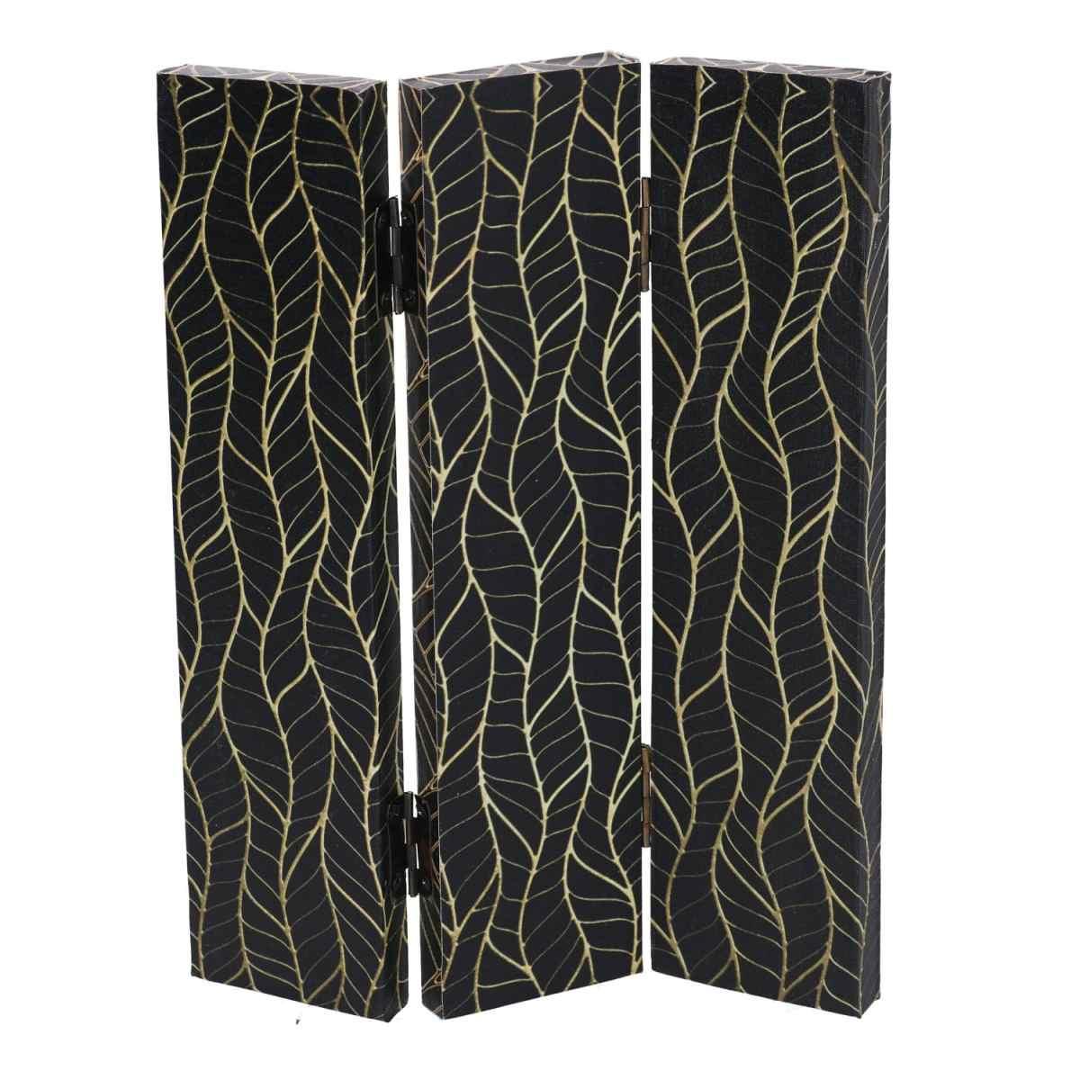 Paravento Stampa 3 Ante Nero Decori Orocm.120,6x2,5h180 | Vacchetti