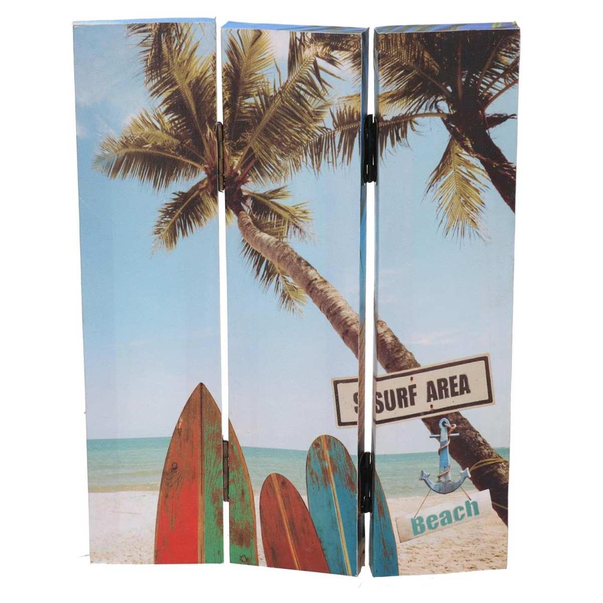 Paravento Stampa 3 Ante Mare Palme cm.120,6x2,5h180 | Vacchetti