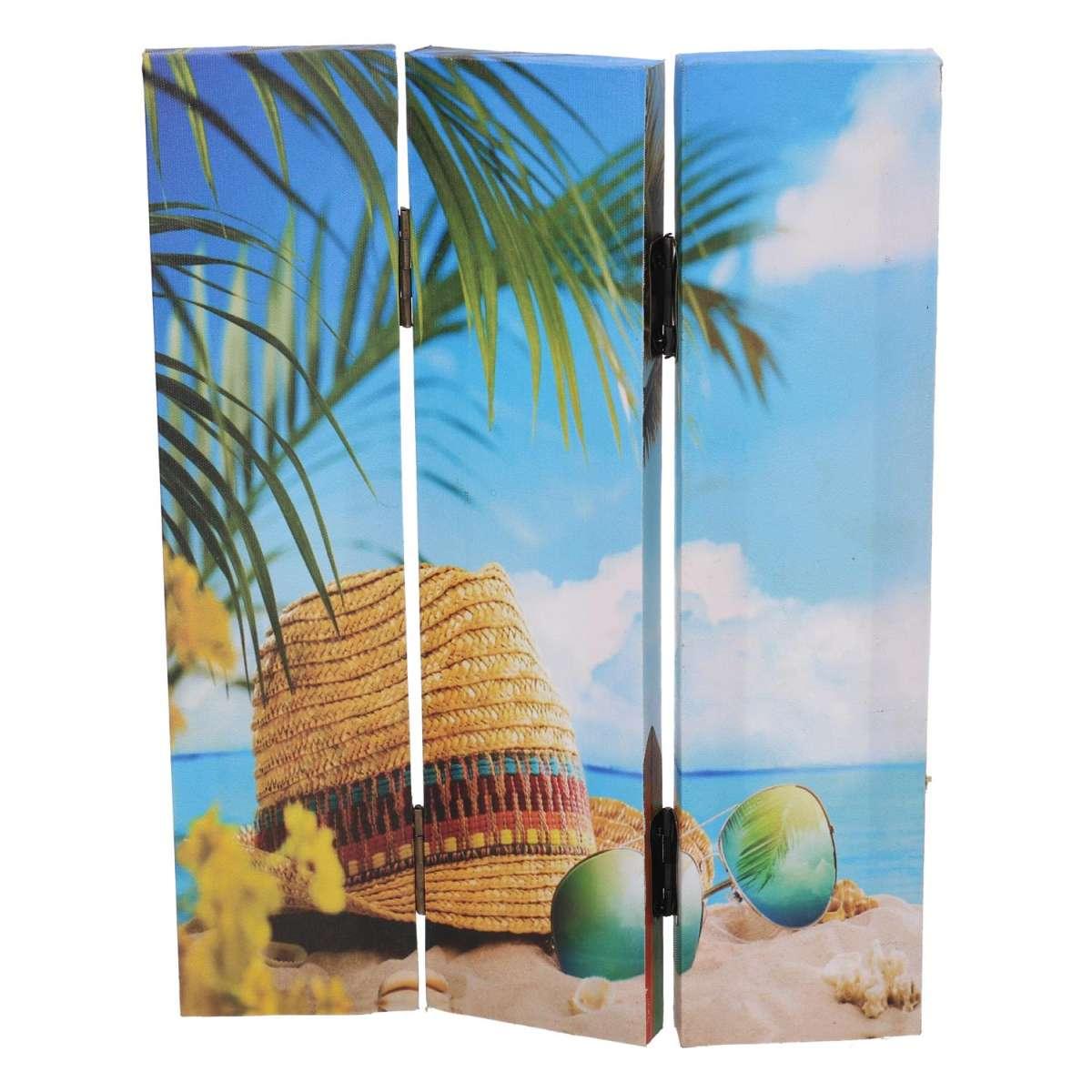 Paravento Stampa 3 Ante Mare Palme cm.120,6x2,5h180 | Vacchetti