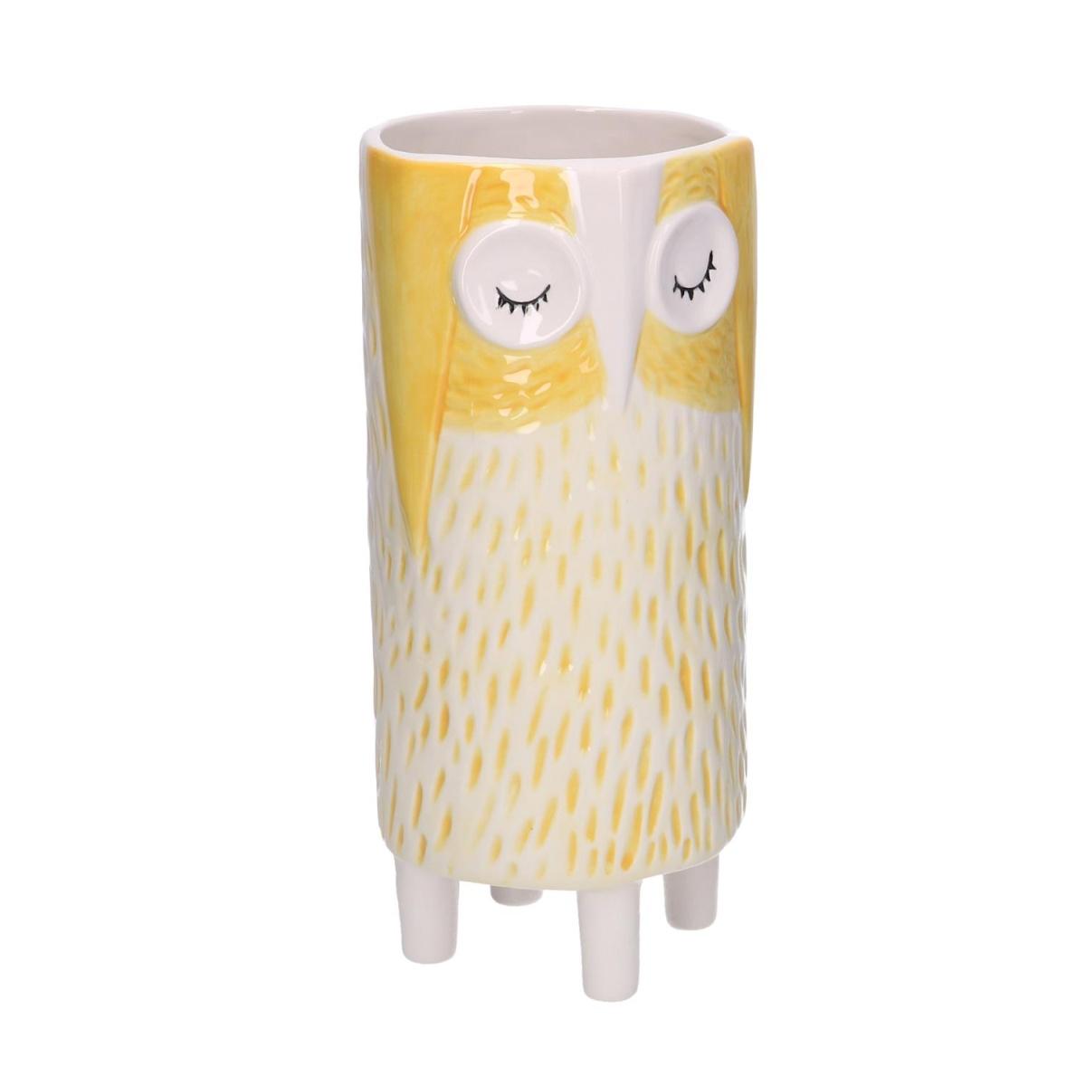 Portavaso Ceramica Gufo Giallo cm.Ø12,4h27 | Vacchetti