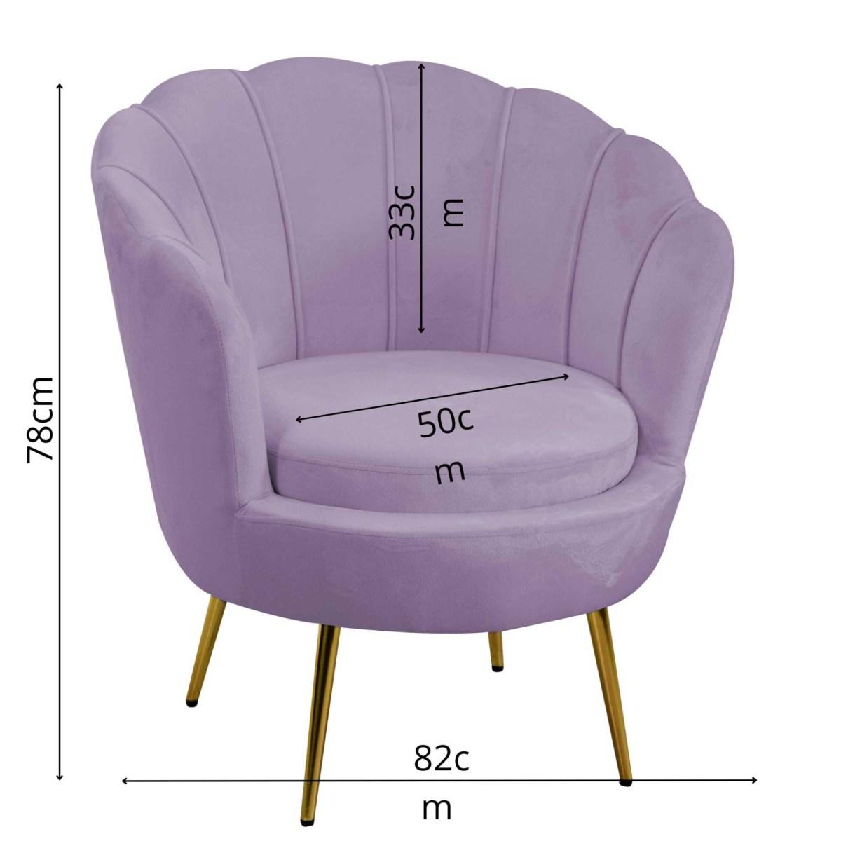 Poltrona Velluto Tulipan Viola cm.73x72h77 | Vacchetti