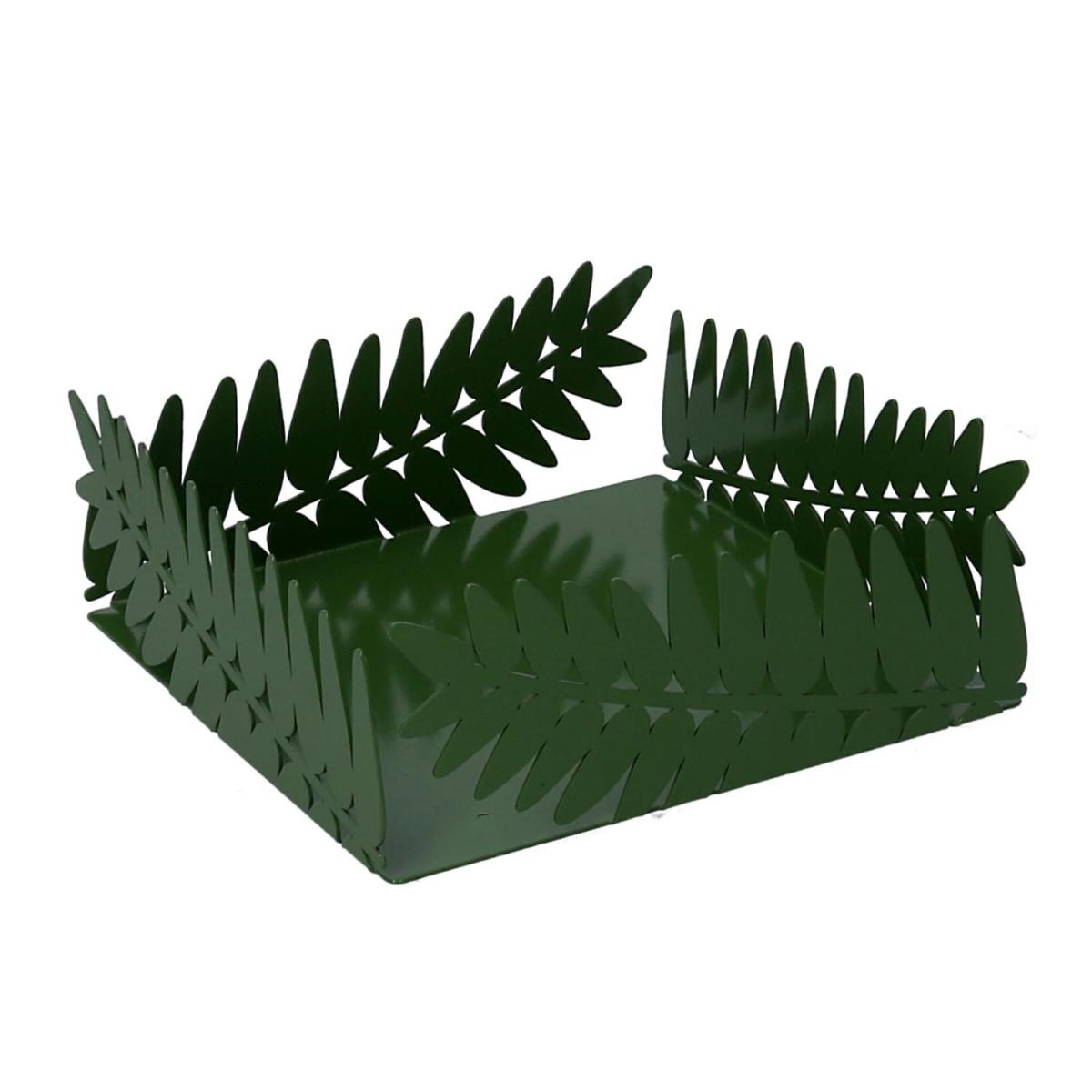 Portatovaglioli Metallo Foglia Alloro Verde Scuro Rettangolare cm.16,5x16,5h6,5 | Vacchetti