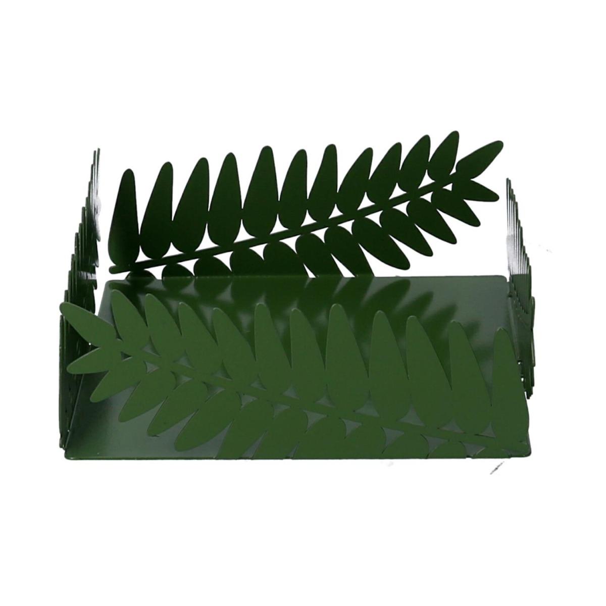 Portatovaglioli Metallo Foglia Alloro Verde Scuro Rettangolare cm.16,5x16,5h6,5 | Vacchetti