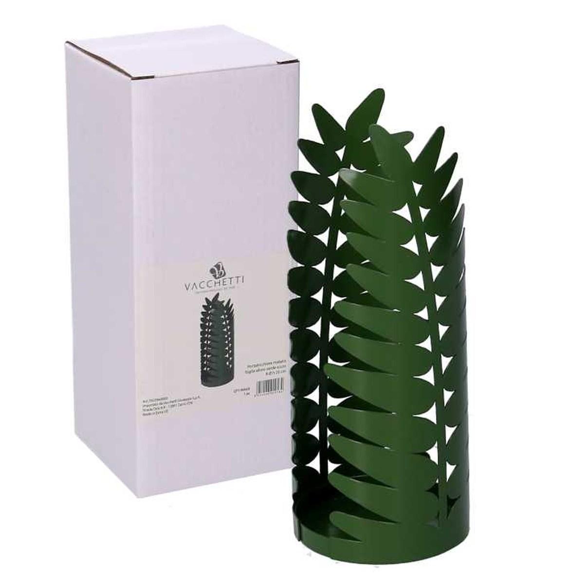 Portabicchiere Metallo Foglia Alloro Verde Scuro Tondo cm.Ã?8h20 | Vacchetti