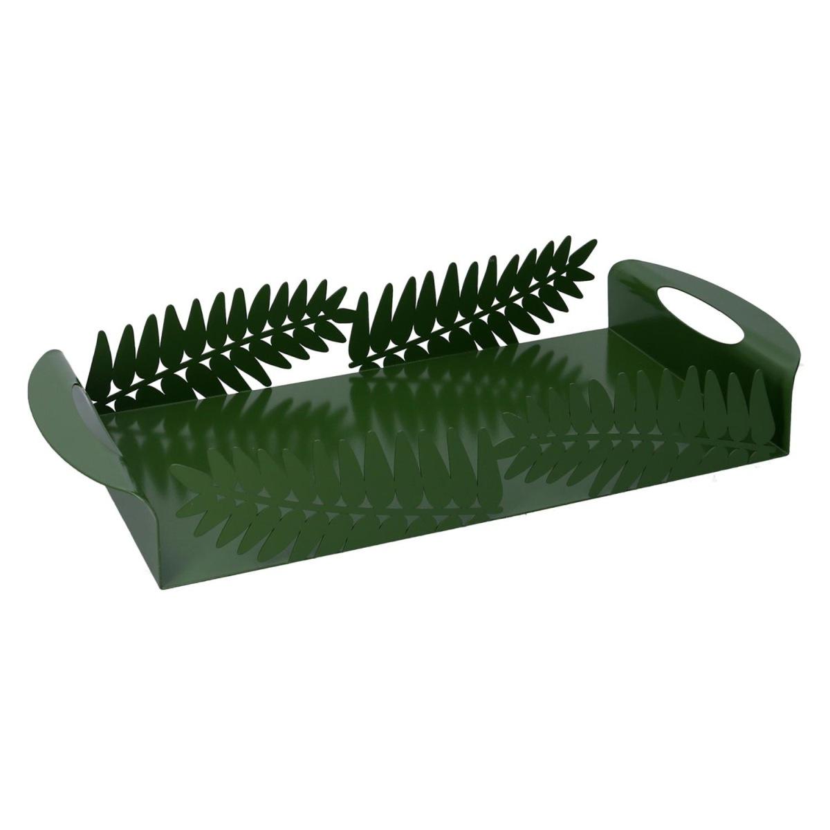 Vassoio Metallo Foglia Alloro Verde Scuro Rettangolare cm.41x20h6,5 | Vacchetti