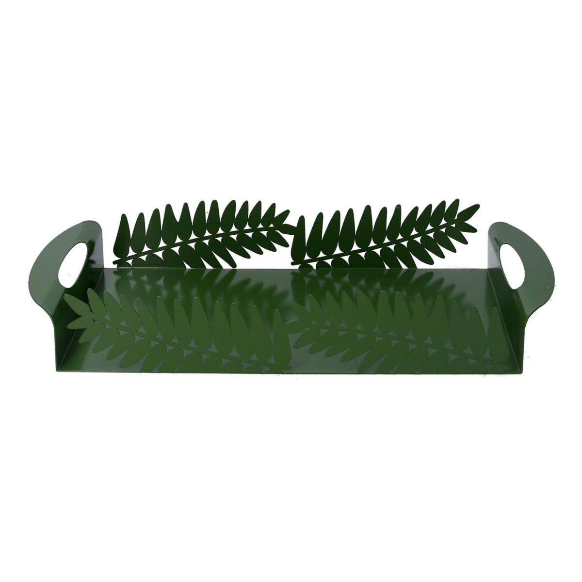 Vassoio Metallo Foglia Alloro Verde Scuro Rettangolare cm.41x20h6,5 | Vacchetti