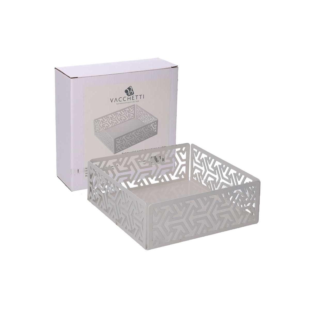 Portatovaglioli Metallo Frecce Bianco Quadrato cm.16,5x16,5x5,5 | Vacchetti