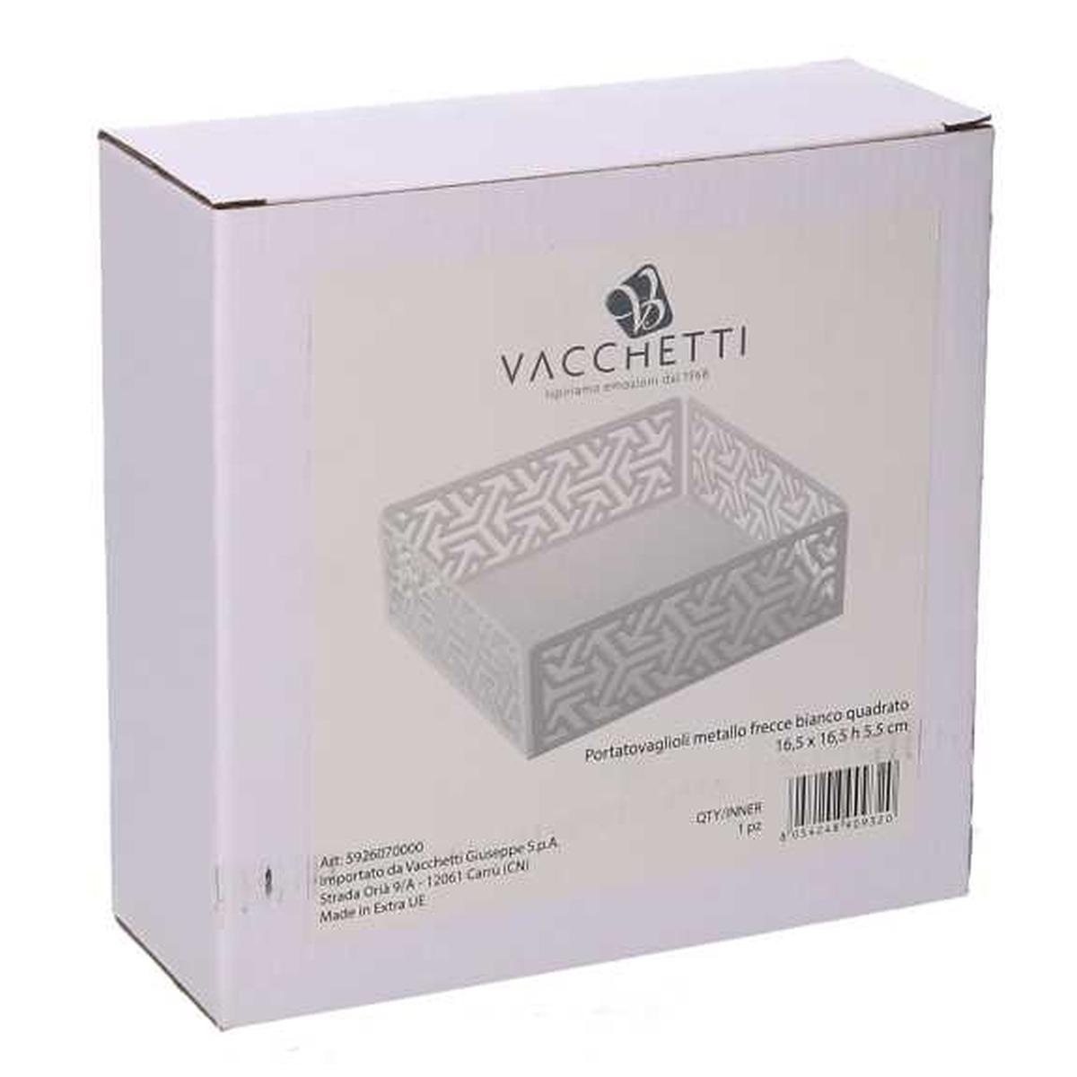 Portatovaglioli Metallo Frecce Bianco Quadrato cm.16,5x16,5x5,5 | Vacchetti